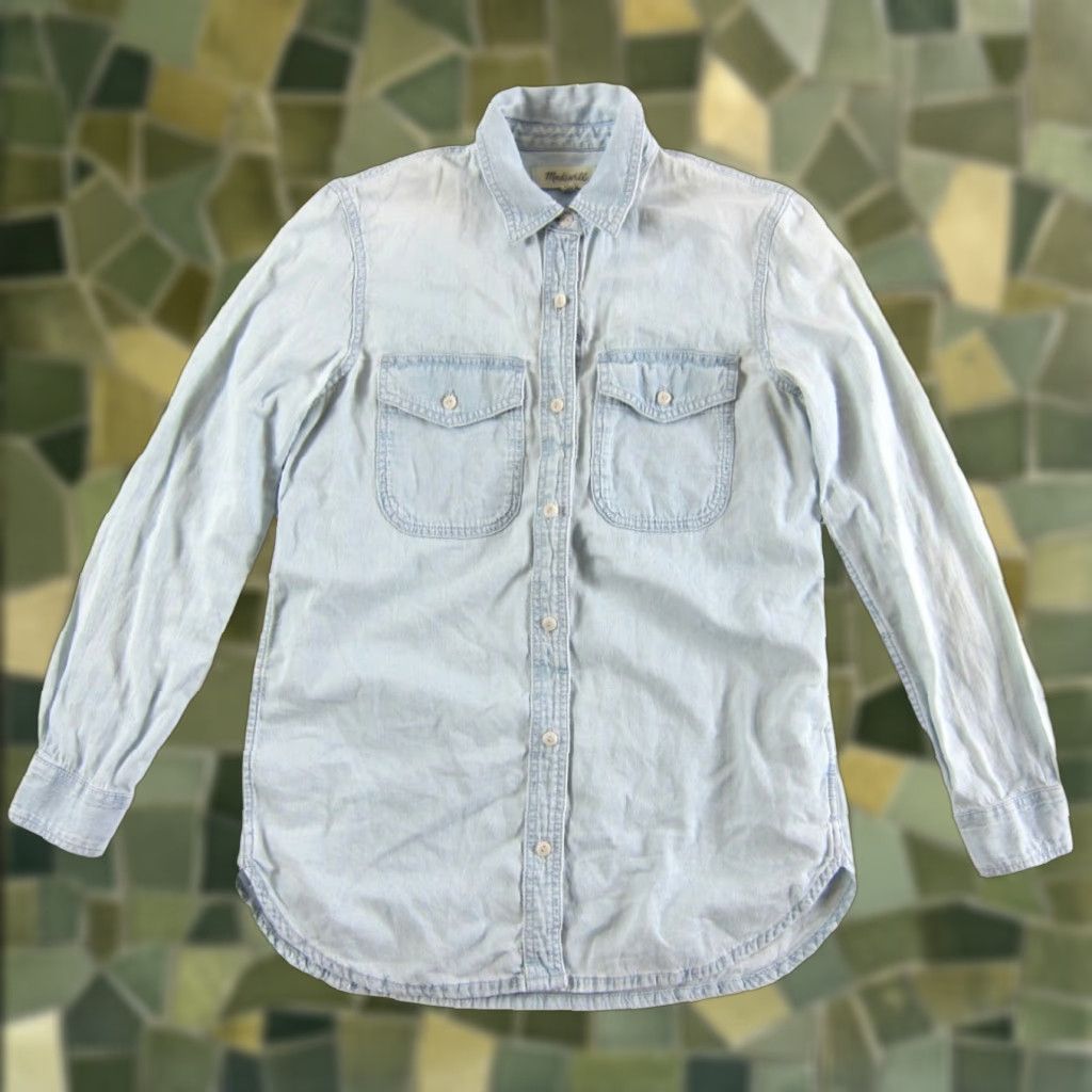 Madewell Madewell Shirt Denim Button-Up Collared Long Sleeve Cotton 100% XS Blue Womens Size XS / US 0-2 / IT 36-38 - 1 Thumbnail