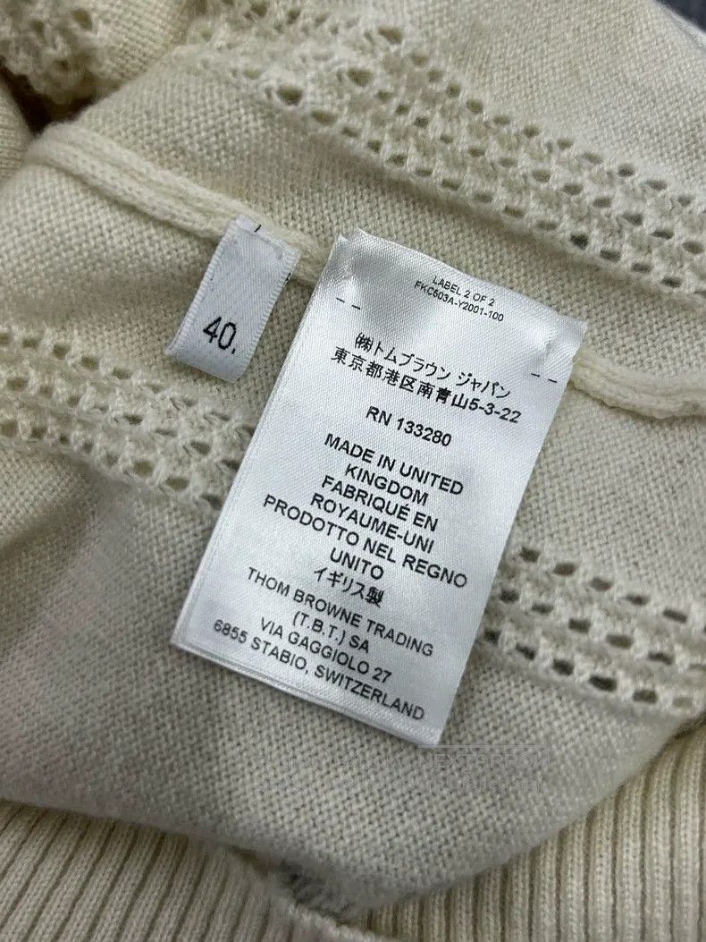 Thom Browne Thom Browne White Printed Cashmere Cardigan Size US XXS / EU 40 - 4 Thumbnail