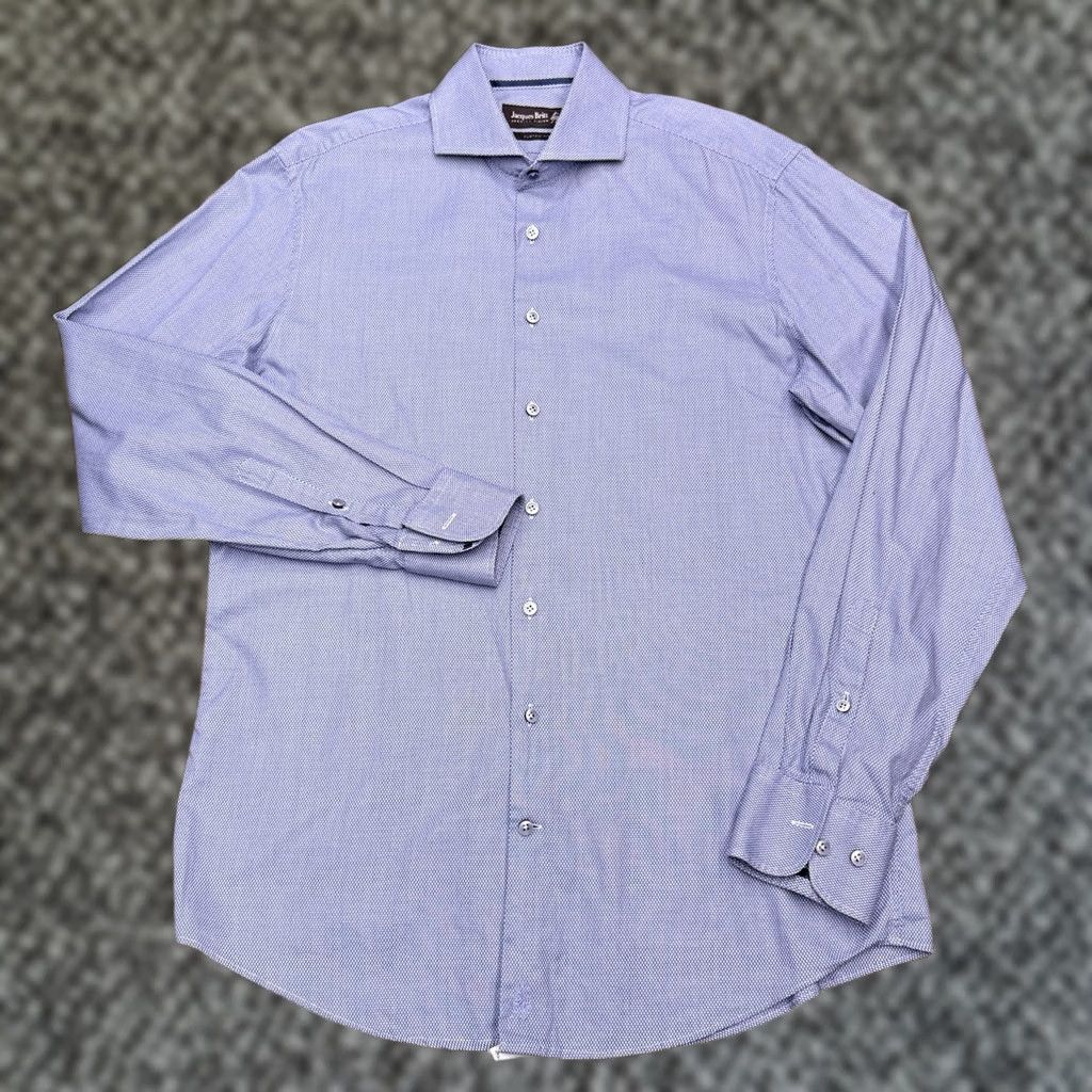 Vintage Jacques Britt Shirt Mens M 15.75 40 Blue Button-Up Geometric Long Sleeve Collared Slim Regular Workwear Formal Designer Shirt Size US M / EU 48-50 / 2 - 1 Thumbnail