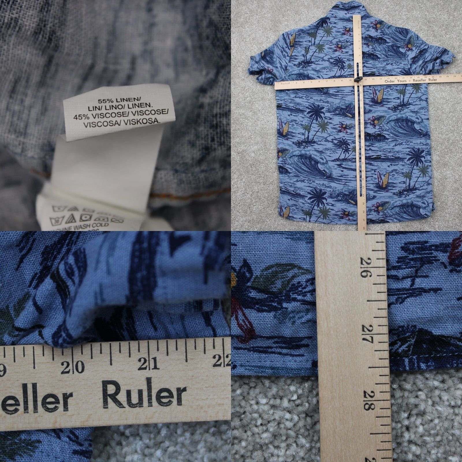 Lucky Brand Lucky Brand AOP Camp Shirt Mens Small Blue Linen/Viscose Blend S/S Loop Collar Shirt Size US S / EU 44-46 / 1 - 8 Thumbnail