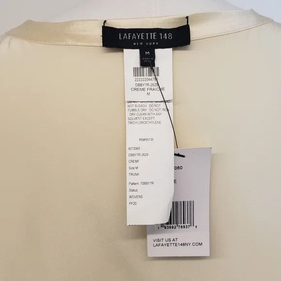 Lafayette 148 LAFAYETTE148 Perla Luxe Silk Charmeuse V-Neck Blouse - (MDS) Size S / US 4 / IT 40 - 5 Thumbnail