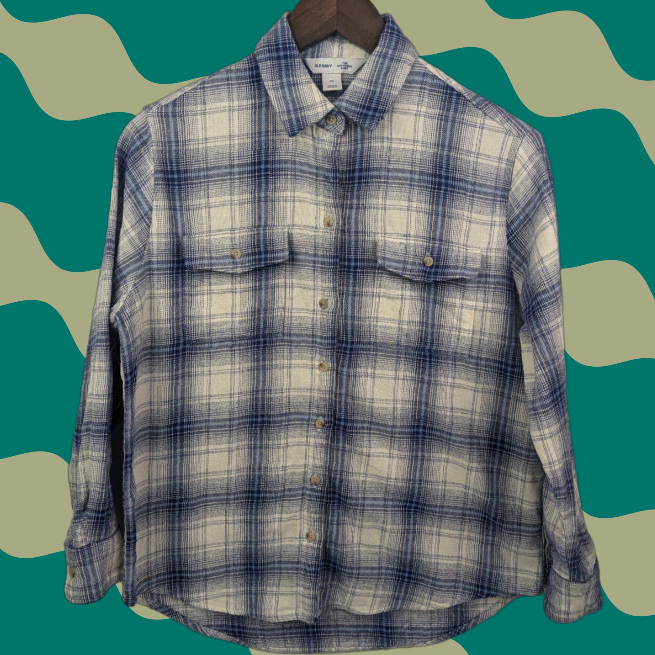 Old Navy VINTAGE Old Navy Women's Shirt XS Plaid Blue White Flannel Button-Up with Pockets Size XS / US 0-2 / IT 36-38 - 1 Thumbnail
