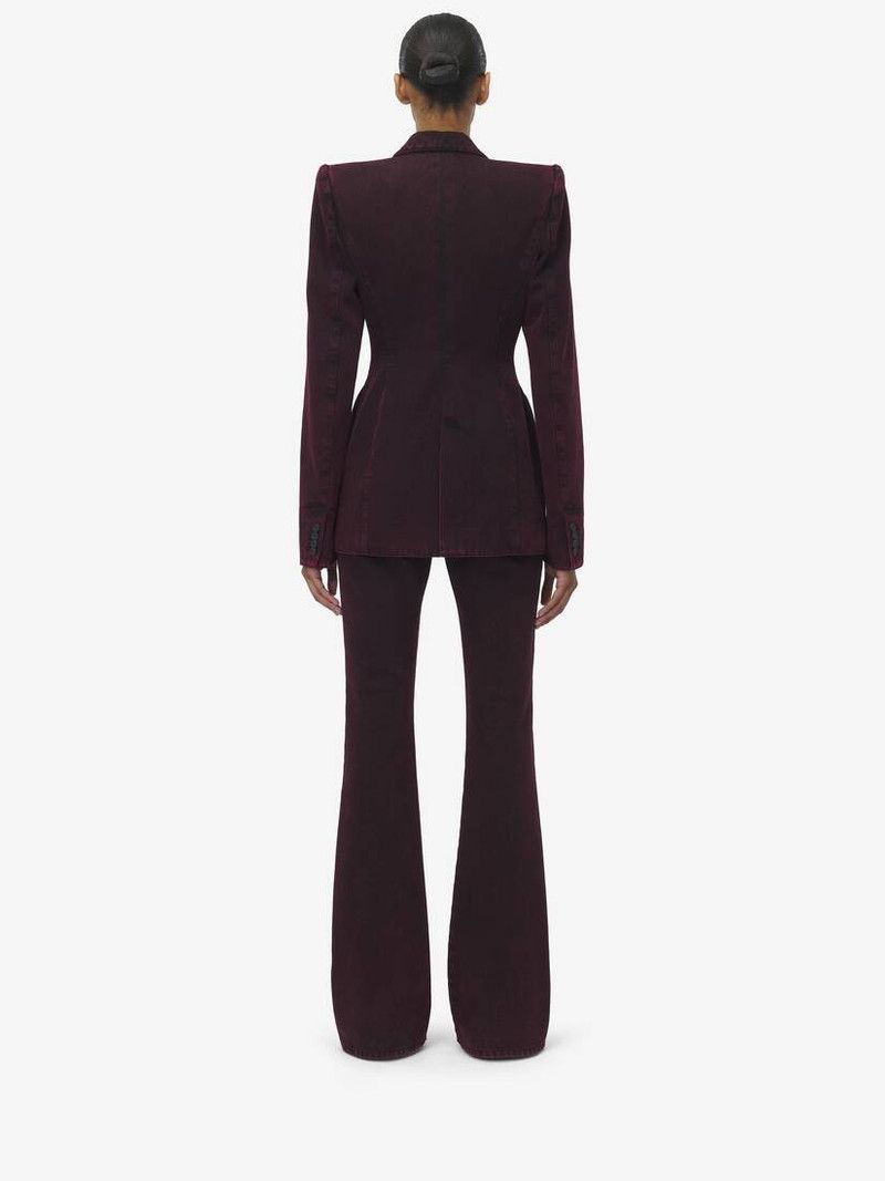 Alexander McQueen o1srvl11e0226 Single Breast Denim Jacket In Bordeaux Size XL / US 12-14 / IT 48-50 - 4 Thumbnail