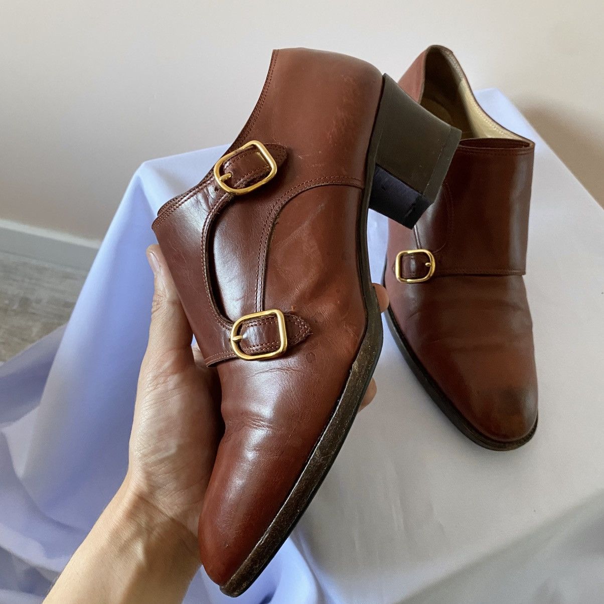 Hermes Vintage Hermes Leather Double Belt Heels Boots Archive Size US 7.5 / IT 37.5 - 7 Thumbnail