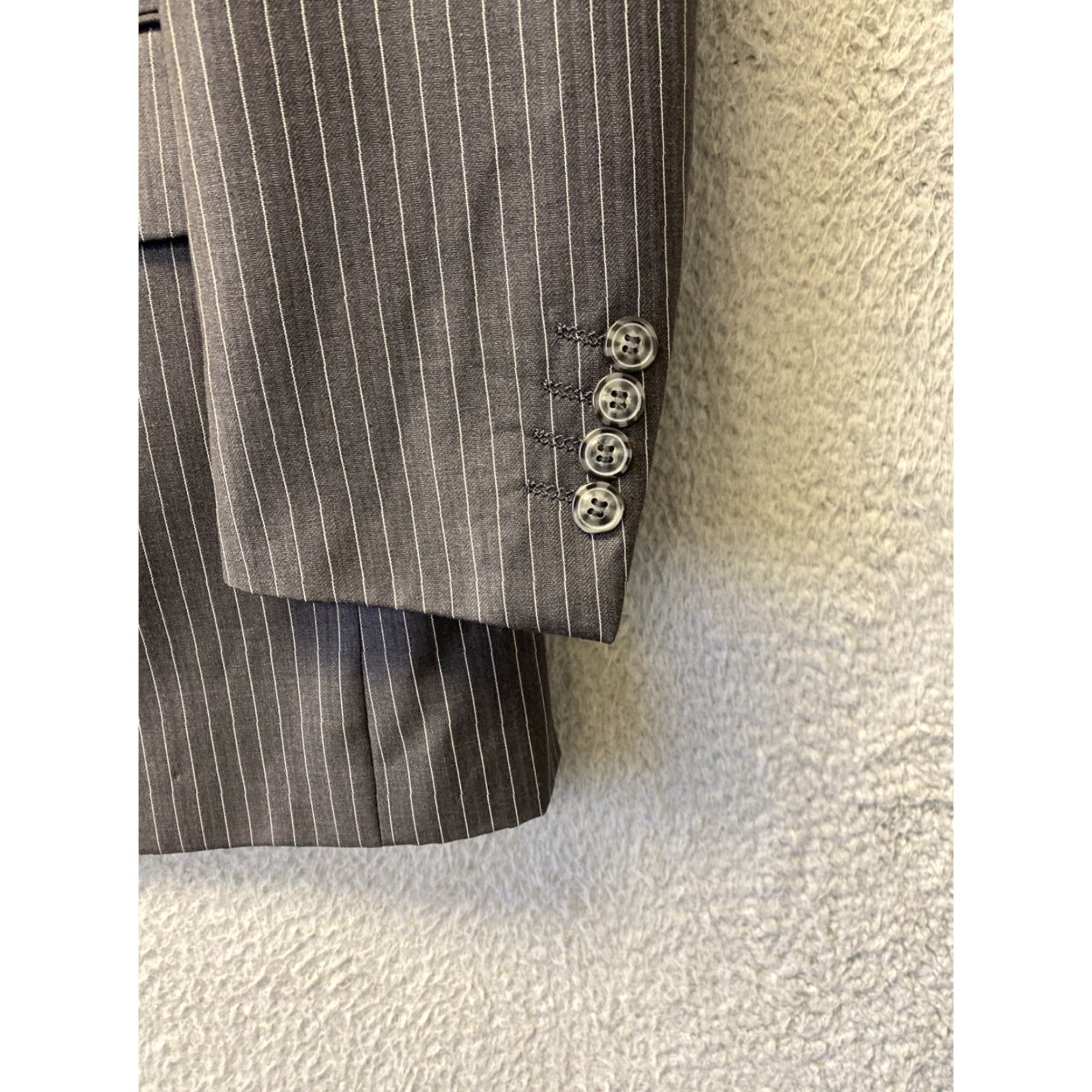 Vintage Giorgio Cosani 3 Piece Suit Wool Gray Striped Size 38R Regular Fit Mens 90s Size 38R - 4 Thumbnail