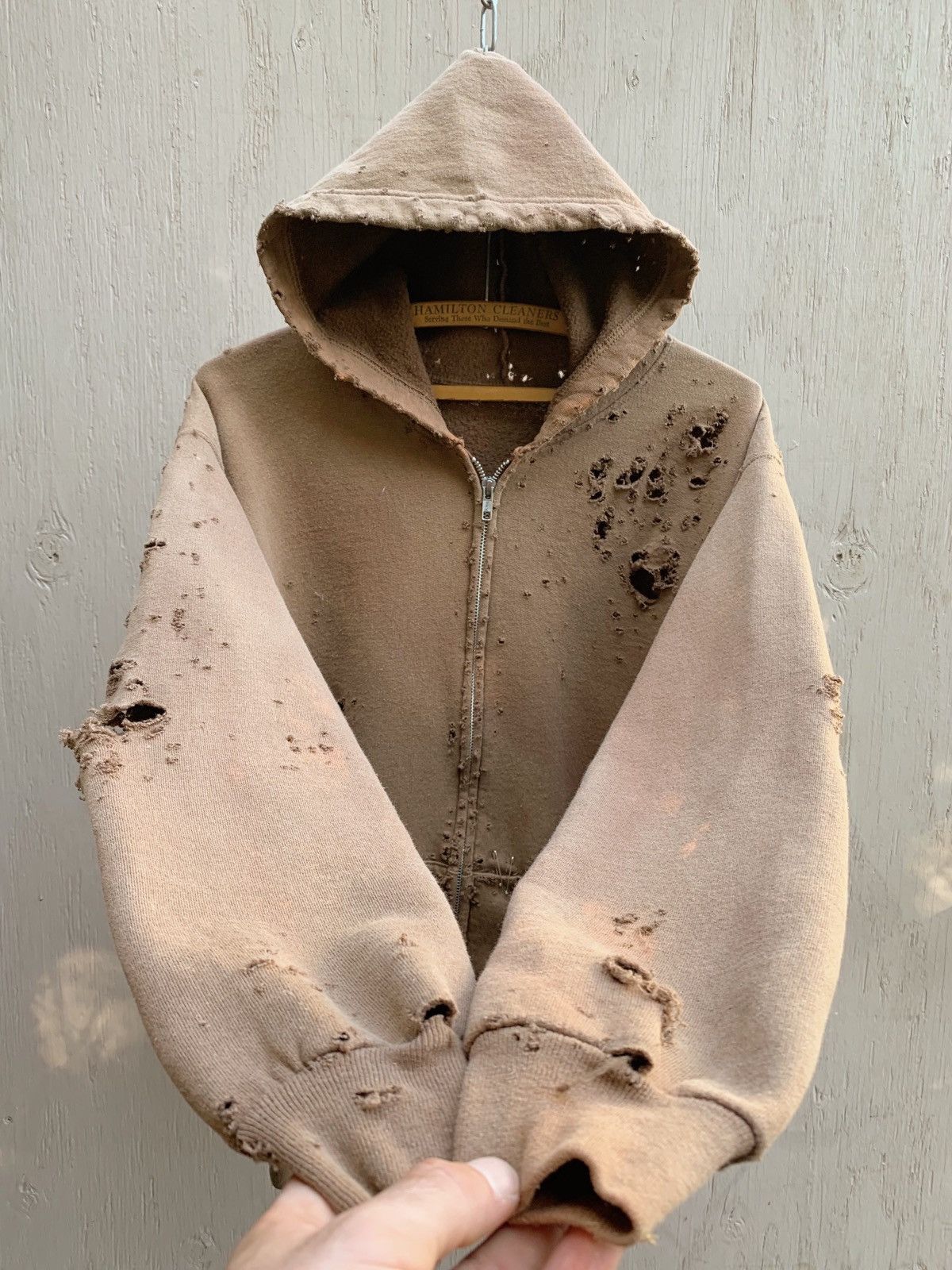 Vintage Thrashed Sun Faded BOXY Blank Zip Hoodie Distressed GRUNGE Size US M / EU 48-50 / 2 - 6 Thumbnail