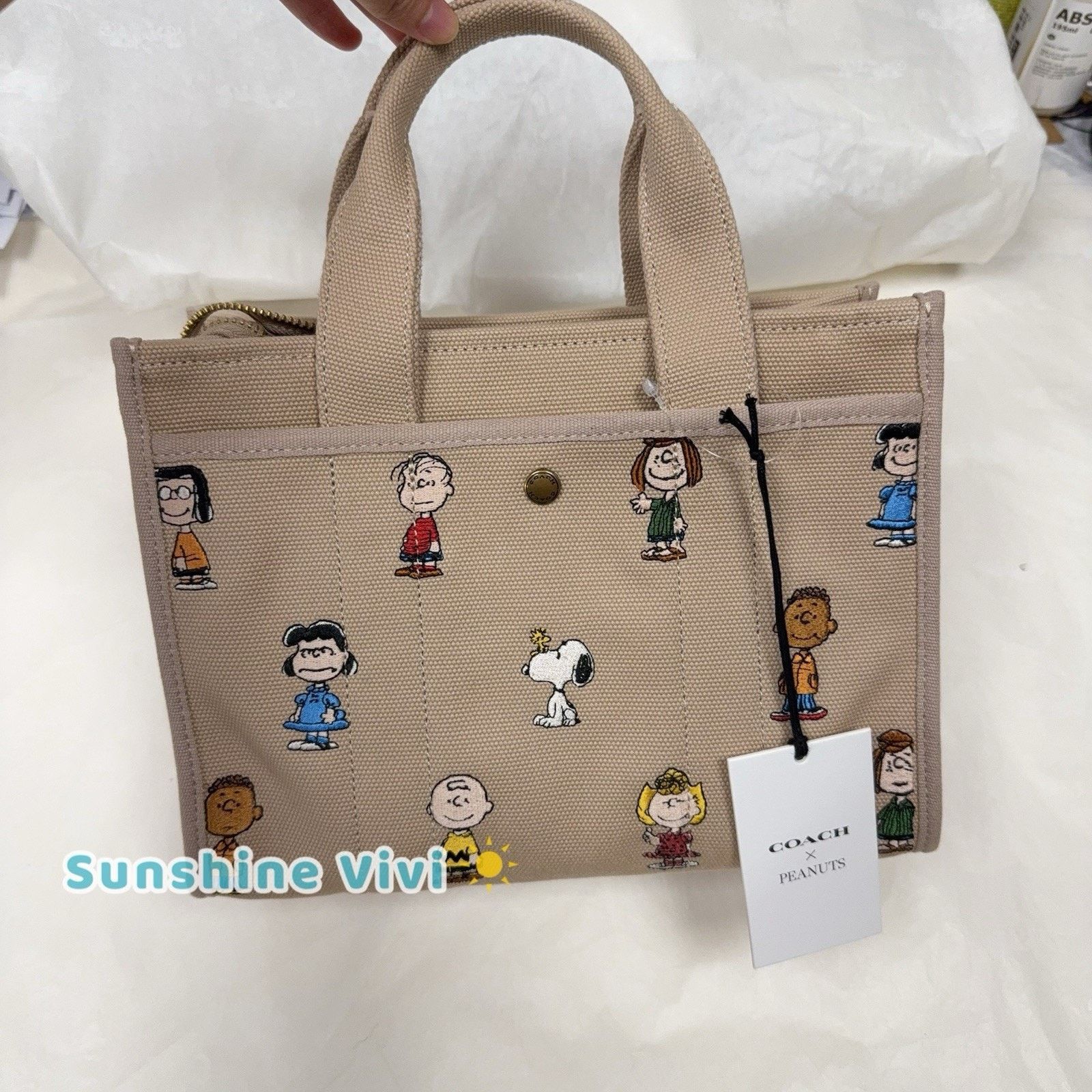 Coach NWT Limited COACH x PEANUTS Cargo Tote Bag 26 CBH43 Canvas Size ONE SIZE - 5 Thumbnail