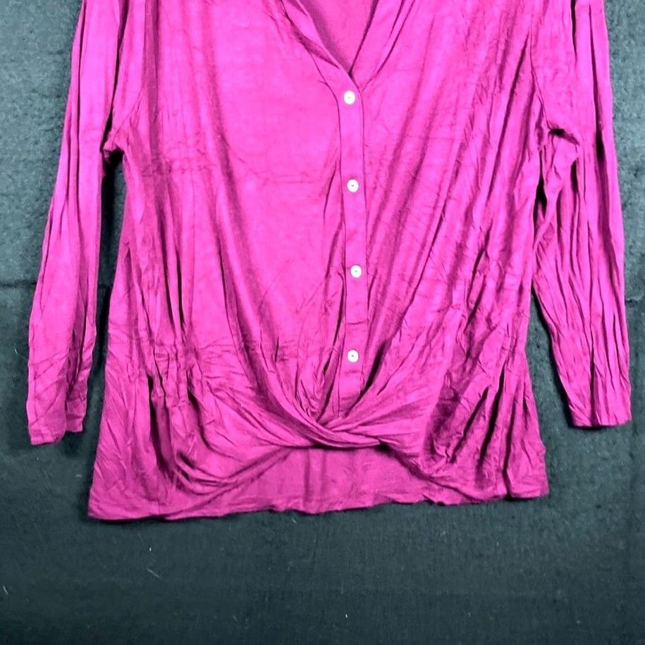 Loft LOFT Outlet Womens Shirt Purple V Neck Front Twist Pullover Stretch Large Size L / US 10 / IT 46 - 3 Thumbnail
