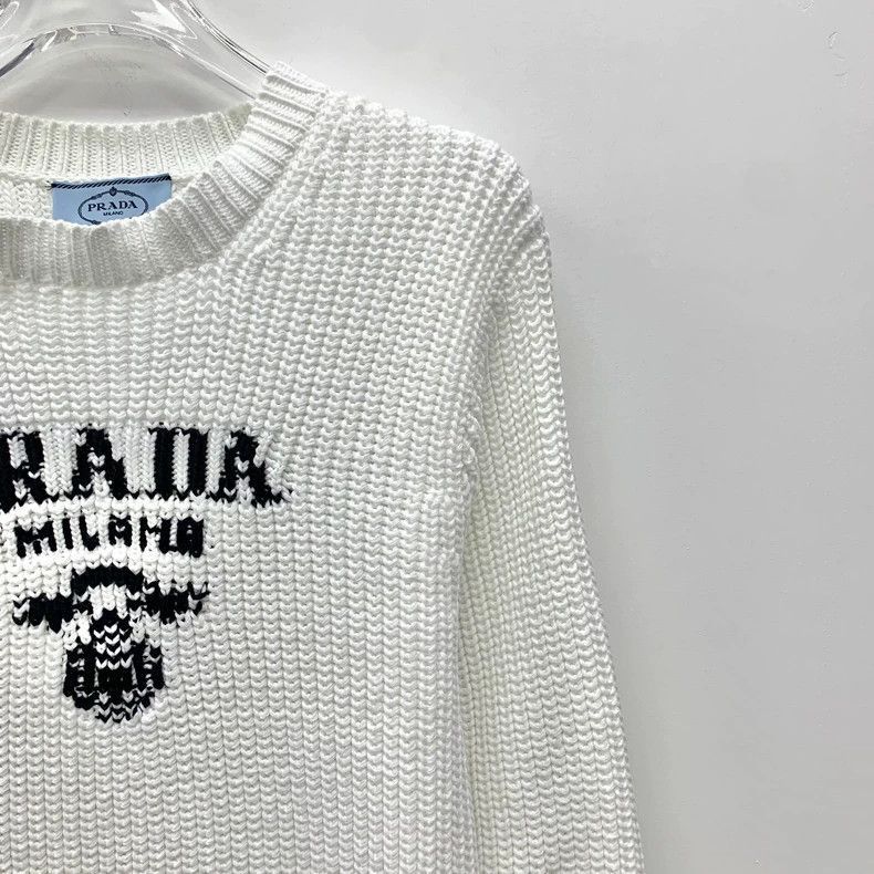 Prada Prada White Letter Knit Sweater Long Sleeve -2505 Size US M / EU 48-50 / 2 - 3 Thumbnail