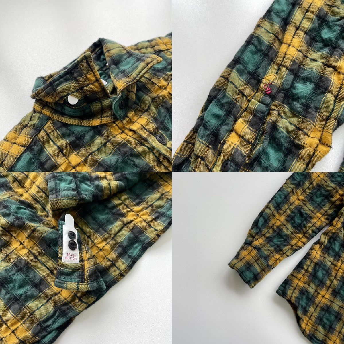 Glanshirt Glanshirt Waffle Cotton/Wool Checked Shirt Yellow/Green Rare Size US M / EU 48-50 / 2 - 6 Thumbnail