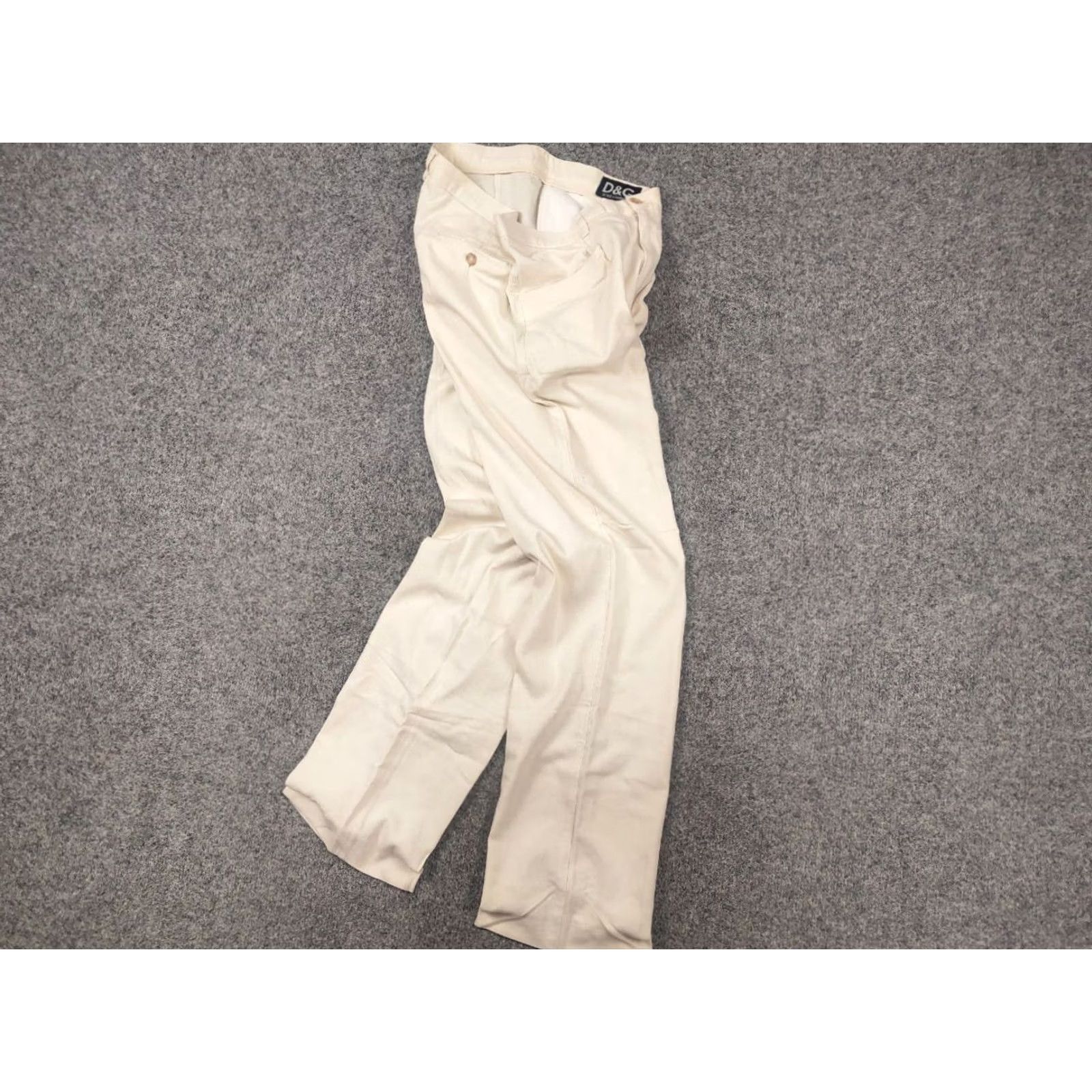 Dolce & Gabbana VINTAGE Dolce&Gabbana Beige Cotton herringbone Casual Pants Mens 34 Size US 34 / EU 50 - 3 Thumbnail