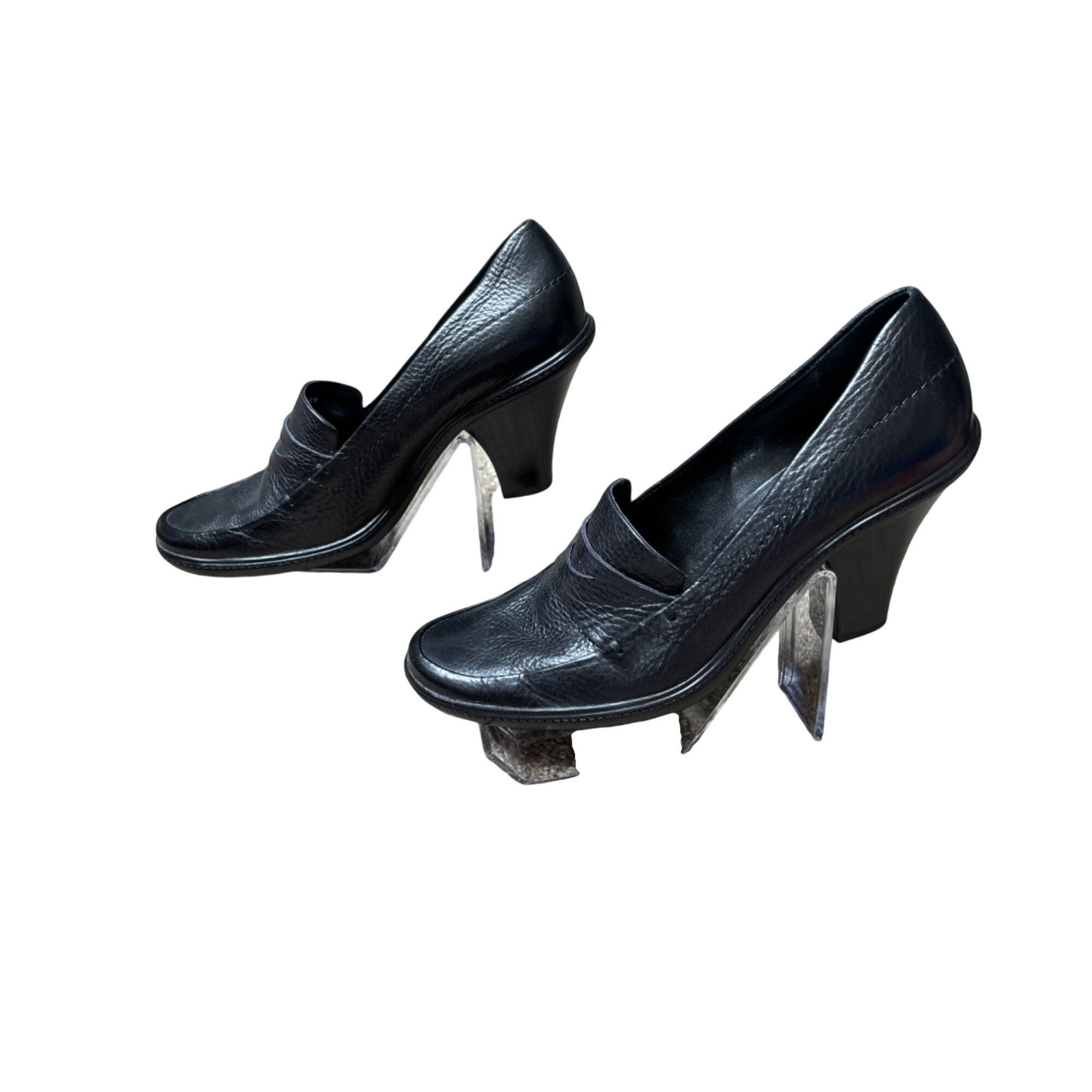Franco Sarto FRANCO SARTO WOMEN'S BLACK PEBBLED LEATHER CHUNKY PENNY LOAF Size US 9.5 / IT 39.5 - 3 Thumbnail