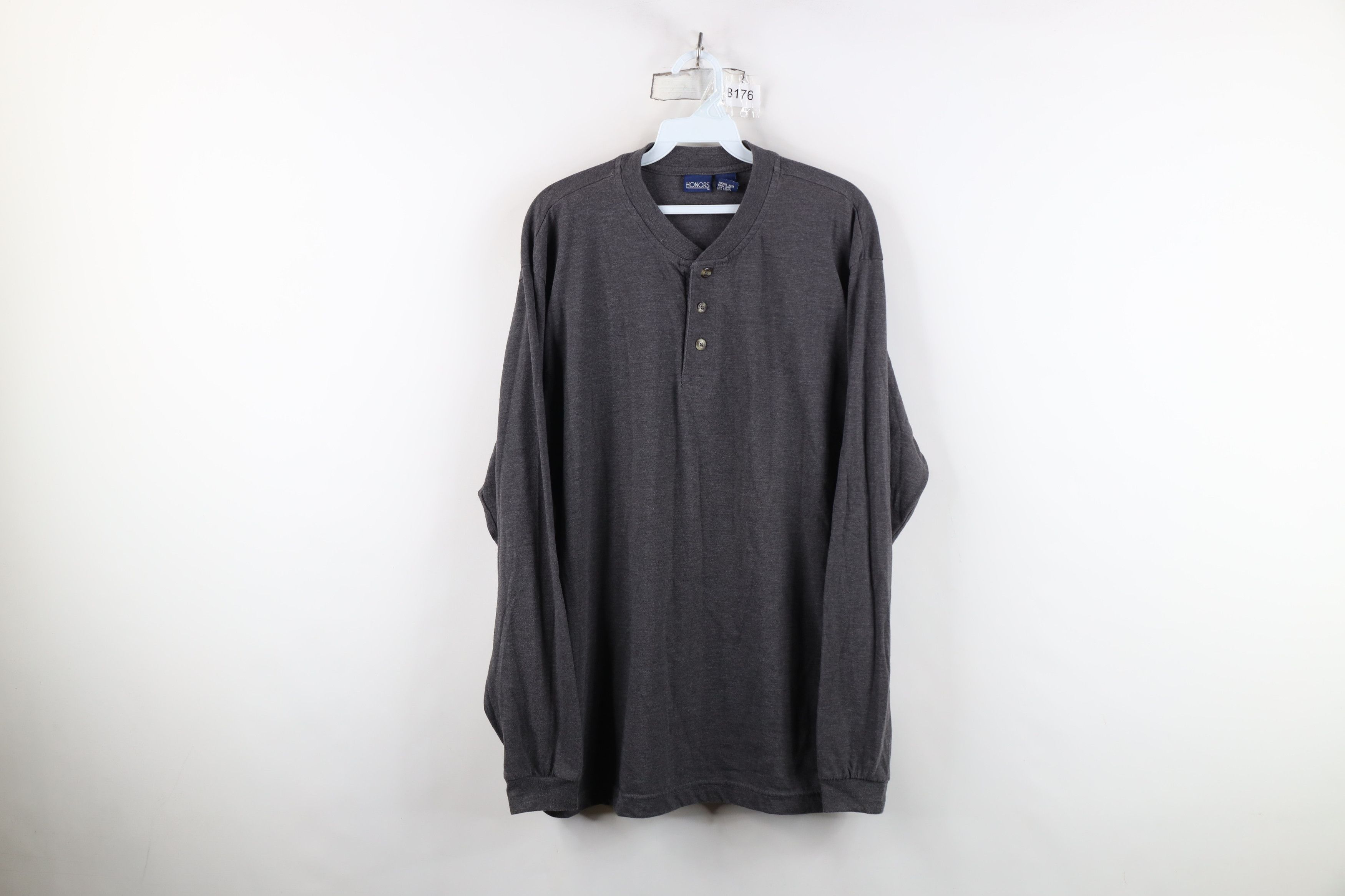 Vintage Vintage 90s Streetwear Blank Long Sleeve Henley T-Shirt Gray Size US L / EU 52-54 / 3 - 1 Thumbnail