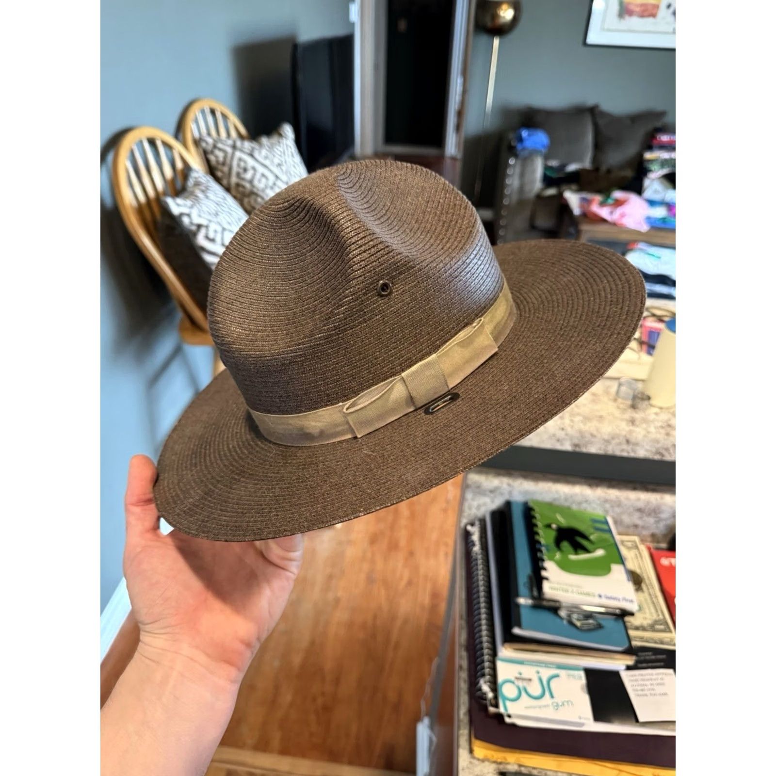 Vintage Vintage STRATTON Self Forming Brown Straw POLICE TROOPER Campaign Hat 6 5/8 USA - Park Ranger, Workwear Size ONE SIZE - 2 Thumbnail