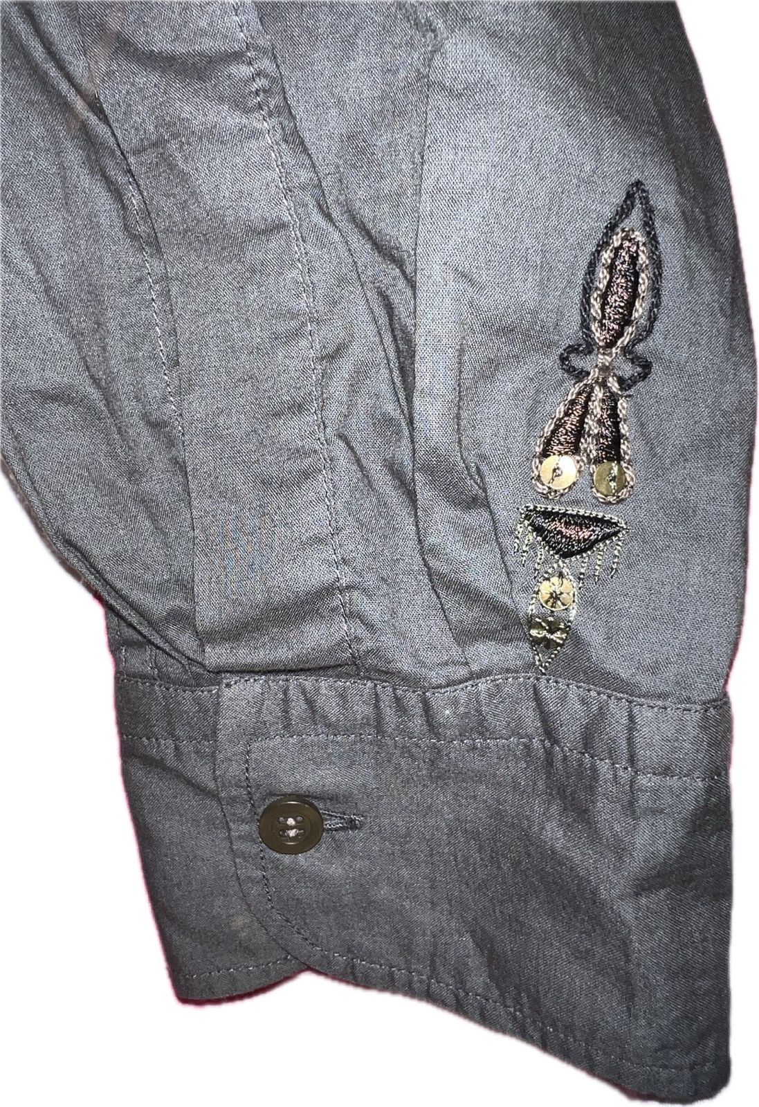 Dries Van Noten RARE 90s Dries Van Noten khaki button up shirt embroidery Size US S / EU 44-46 / 1 - 4 Thumbnail