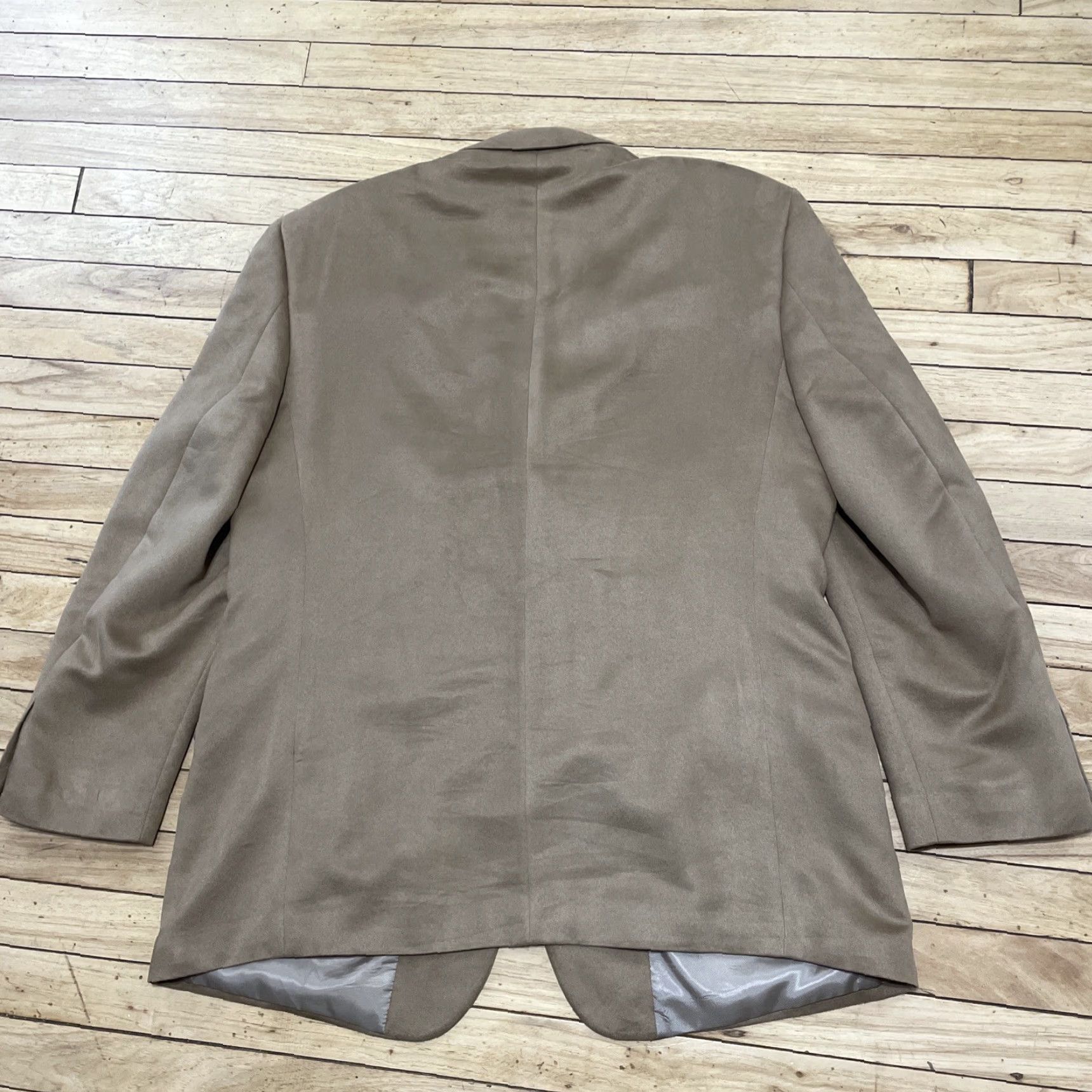 Camel VINTAGE Bert Pulitzer Suede Western Sport Coat Jacket Men 46R Camel Brown Tan Notch Two-Button Blazer Cowboy Rodeo 2 Piece Vintage Mens Size 46R - 2 Thumbnail