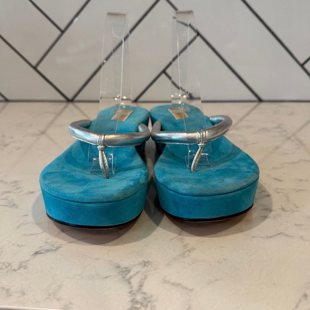 Michael Kors Rare Michael Kors Y2K platform flip flop sandals silver teal Size US 10 / IT 40 - 4 Thumbnail