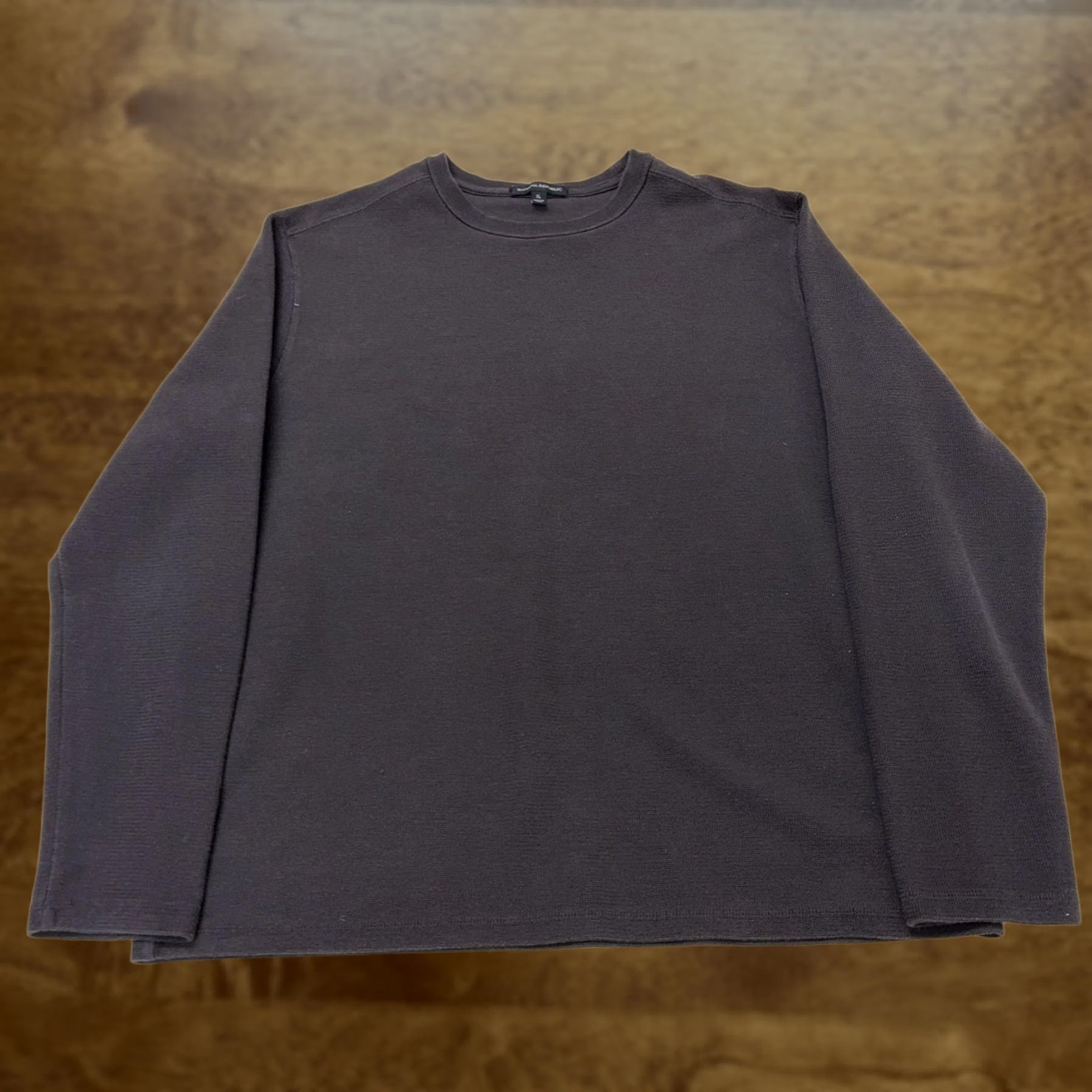 Banana Republic Banana Republic Sweater Mens XL Brown Waffle-Knit Thermal Crewneck Pullover Size US XL / EU 56 / 4 - 1 Thumbnail