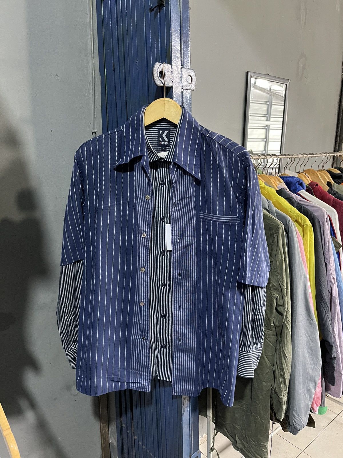 Kansai Yamamoto Kansai yamamoto hybrid striped double layer button shirt Size US M / EU 48-50 / 2 - 1 Thumbnail