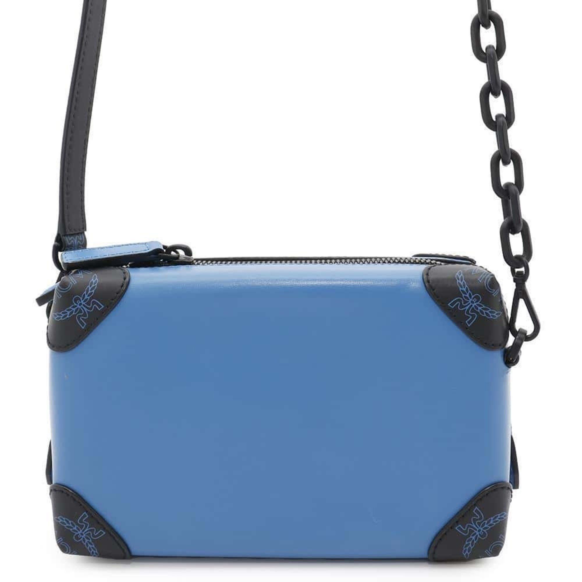 MCM Shoulder Bag Soft Berlin Crossbody Mini Leather Mmrbabf01H9001 in Blue, Women's
