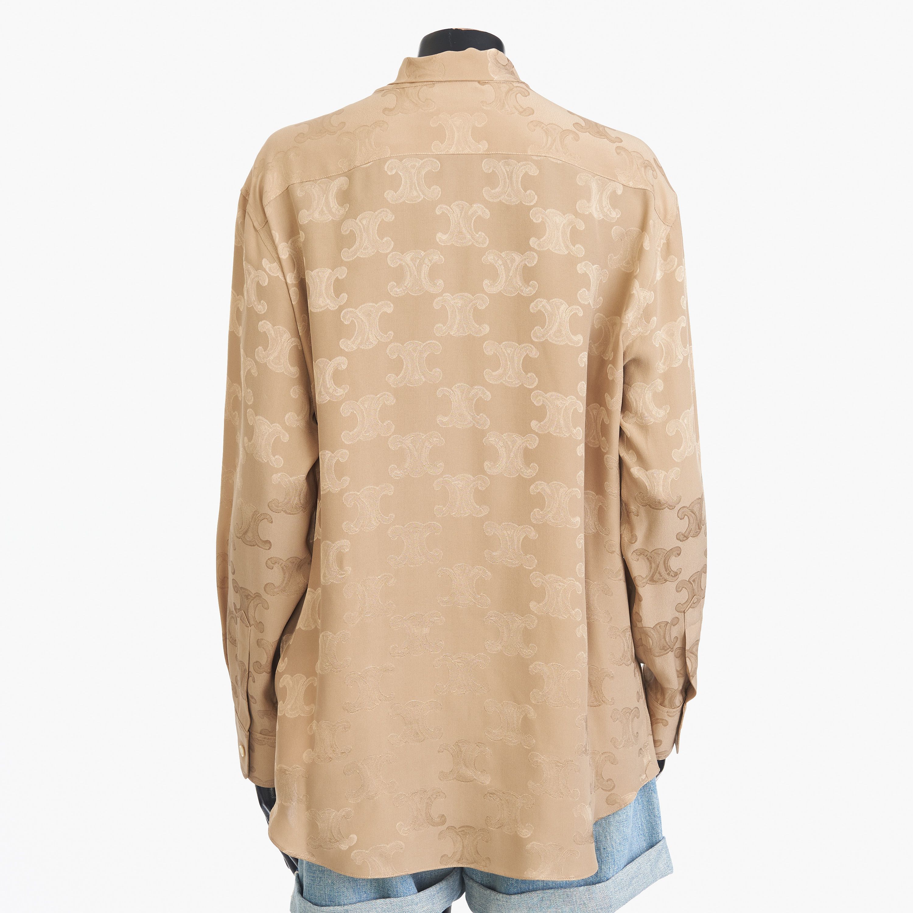 Celine Triompe Lavallière Shirt In Mordore Shiny Matte Silk Size L / US 10 / IT 46 - 5 Thumbnail