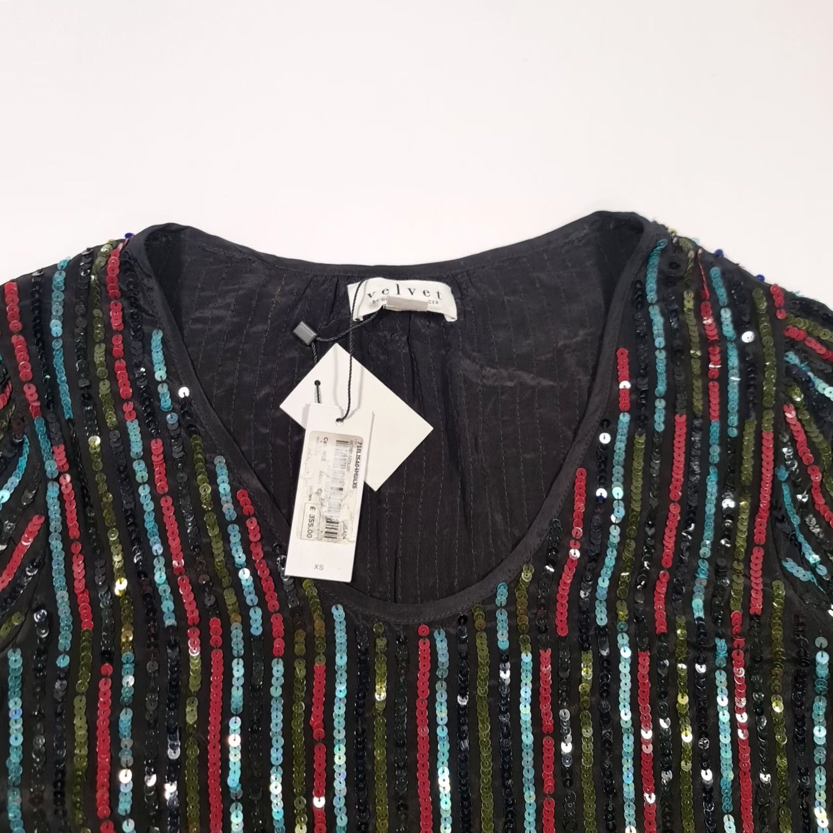 Velvet Velvet by Graham & Spencer Womens Dress Black XS Elisa Retro Sequinned Mini Dress Shirt? Size XS / US 0-2 / IT 36-38 - 2 Thumbnail