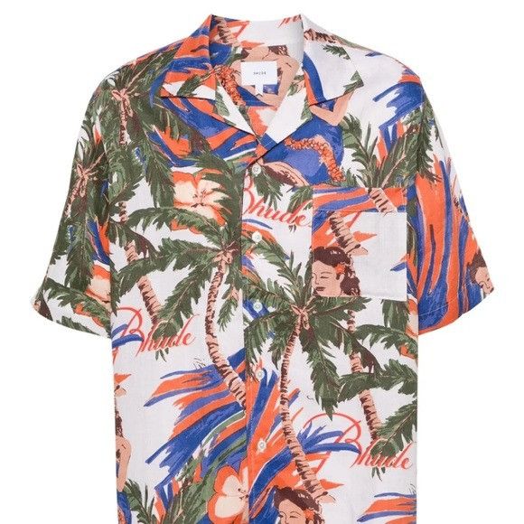 Rhude Rhude Le Fleur Linen Shirt White Multi Men’s Medium Size US M / EU 48-50 / 2 - 1 Thumbnail
