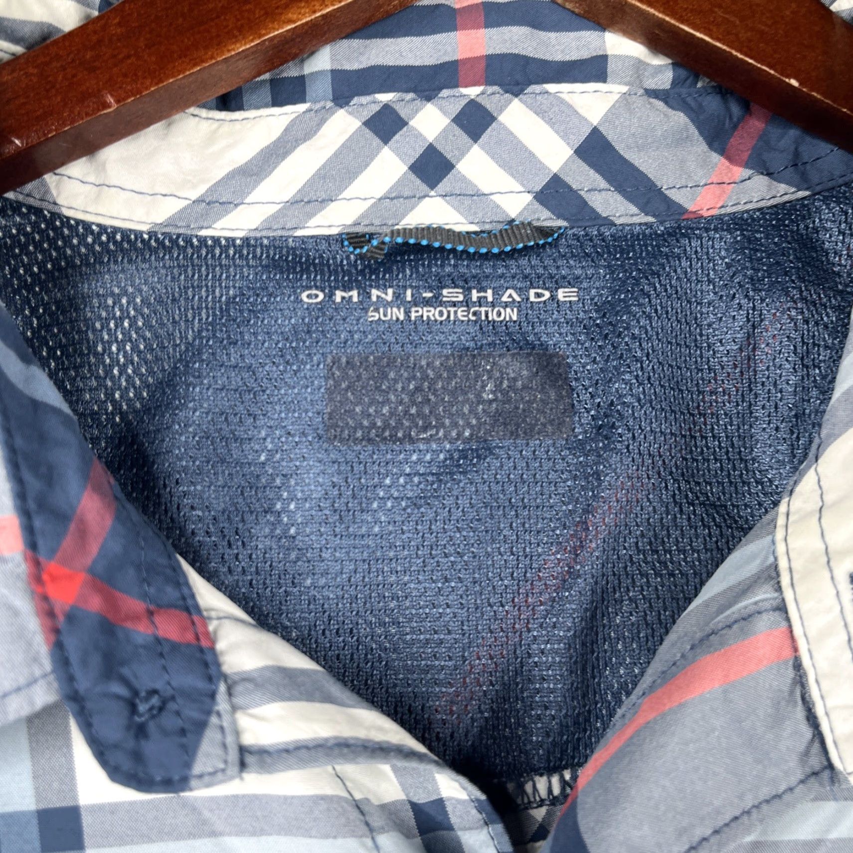 Vintage Columbia Shirt XL Blue Plaid Short Sleeve Button-Up Nylon Omni Shade Vented Casual Mens Size US XL / EU 56 / 4 - 7 Thumbnail