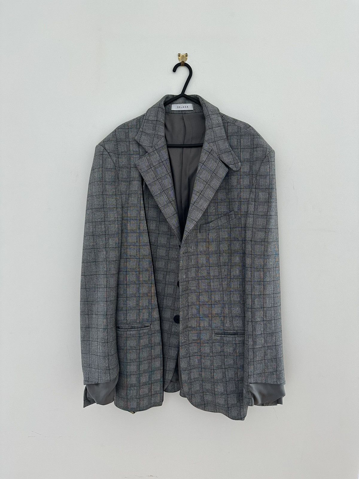 DELADA Delada Grey check split front wool Blazer Size 48R - 3 Thumbnail