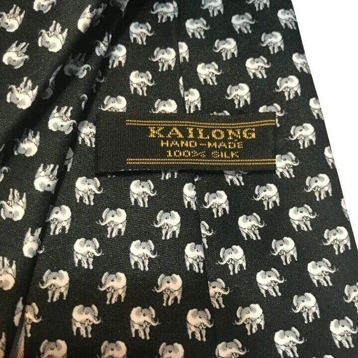 Vintage #1500 Kailong elephants hand made silk novelty necktie Size ONE SIZE - 2 Thumbnail