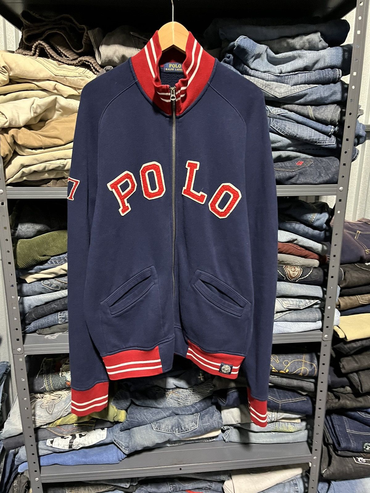 Polo Ralph Lauren × RRL Ralph Lauren × Vintage Crazy Vintage Polo Ralph Lauren 67 Y2K Varsity Logo Zip-Up Size US L / EU 52-54 / 3 - 3 Thumbnail