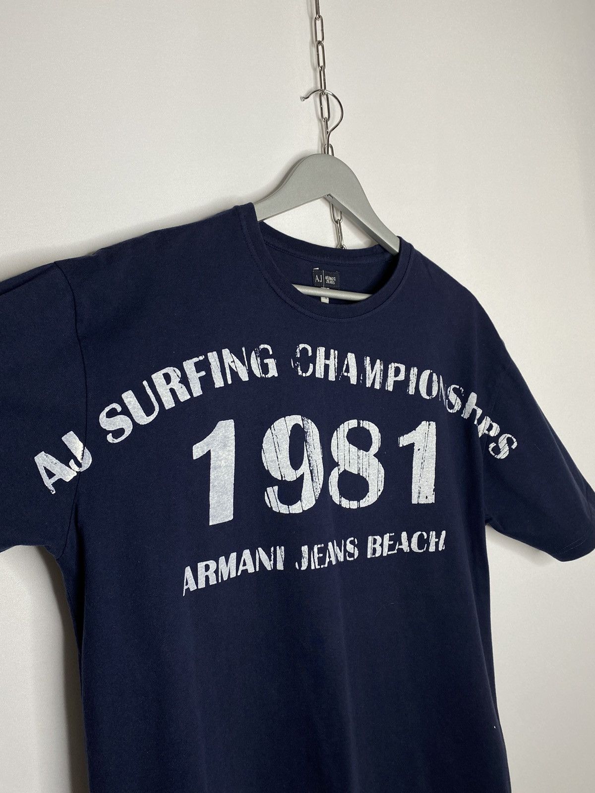 Armani × Vintage Vintage Armani Jeans Surfing Champions Big Logo T-Shirt Size US XL / EU 56 / 4 - 3 Thumbnail