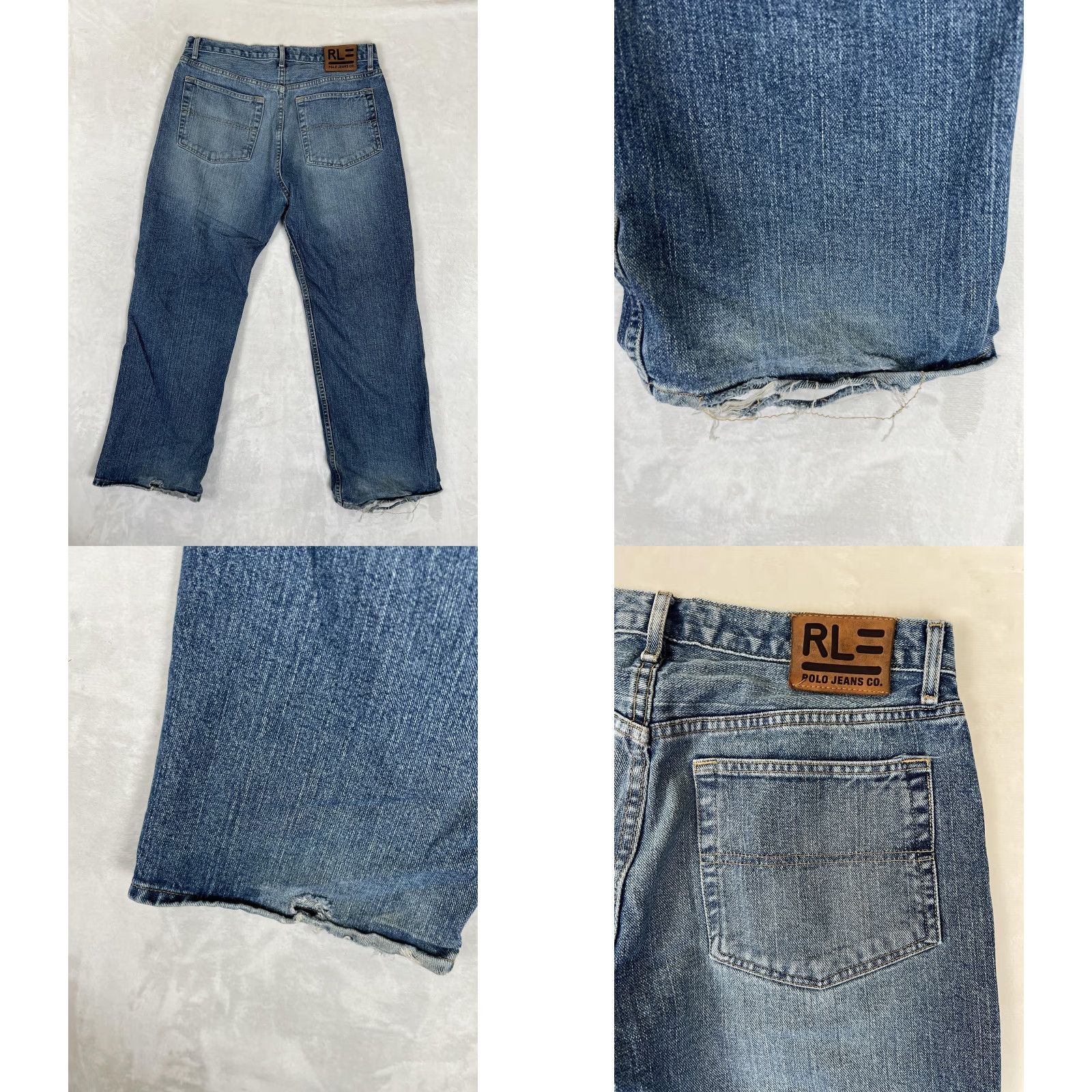 Vintage VINTAGE Polo Jeans Co Jeans Mens 34x30 Blue Relaxed Straight Denim Distress Y2K Size US S / EU 44-46 / 1 - 8 Thumbnail