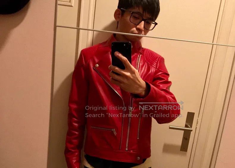 Maison Margiela Maison Margiela Red lambskin motorcycle jacket Size US S / EU 44-46 / 1 - 7 Thumbnail