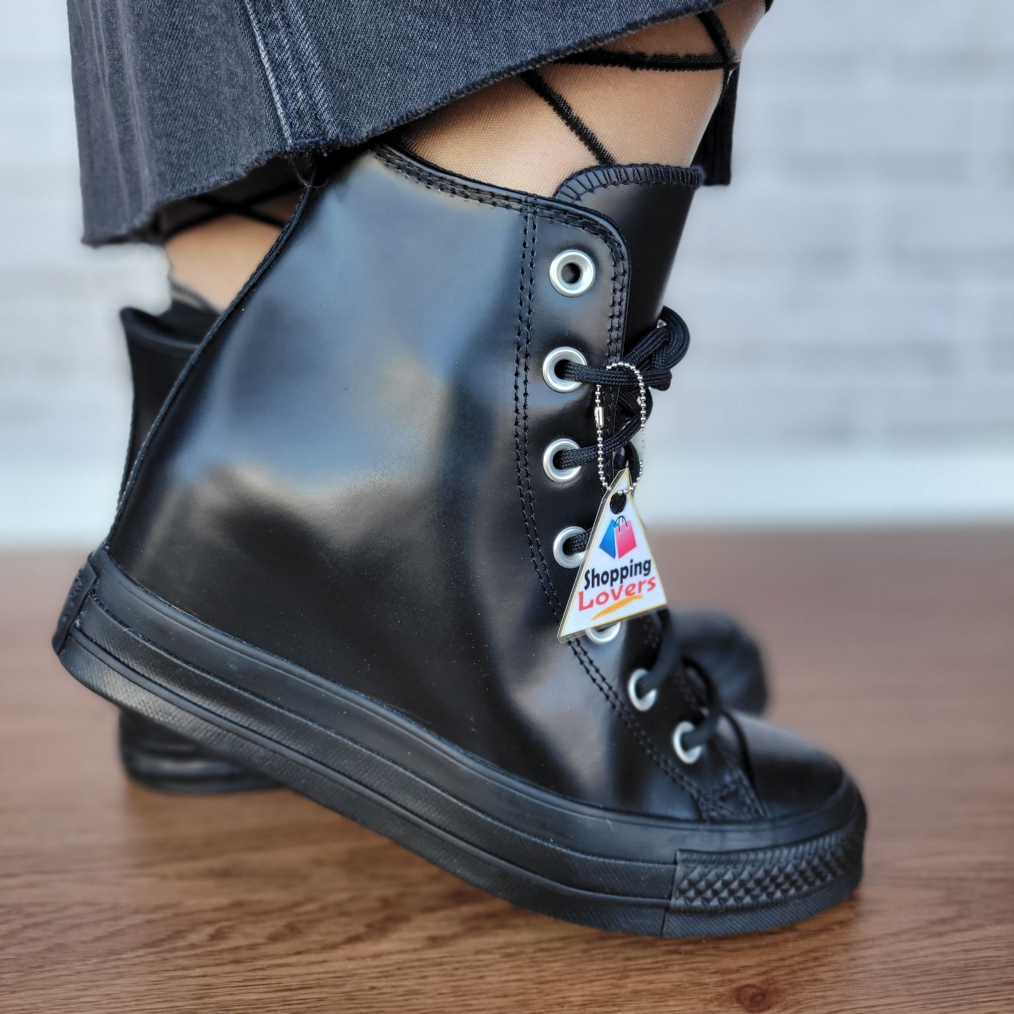 Converse ⭐Converse Chuck Taylor All Star Wedge Platform 8.5 Patent Le Size US 8.5 / IT 38.5 - 10 Thumbnail