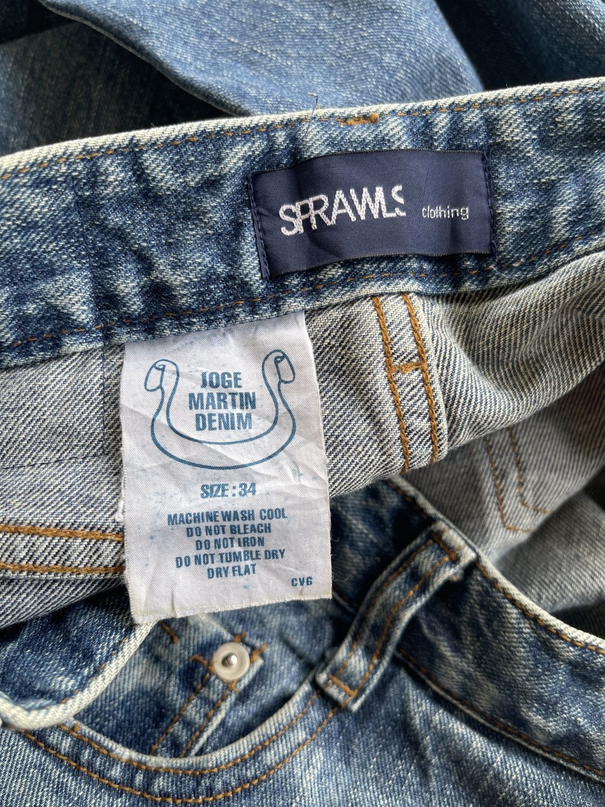 Japanese Brand Joge Martin X Sprawls Distressed Streetwear Denim Size US 33 - 13 Thumbnail