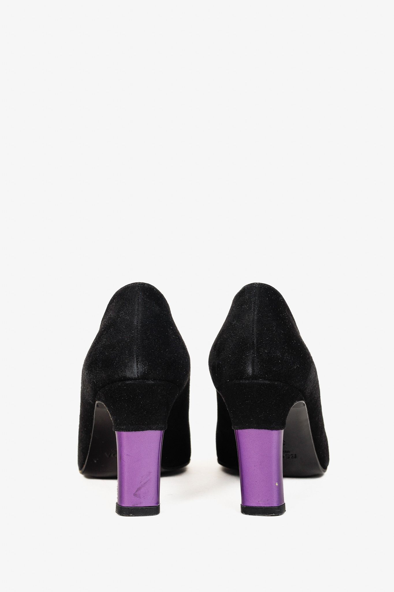 Escada Escada Black Suede and Purple Patent Pumps Size US 7.5 / IT 37.5 - 3 Thumbnail