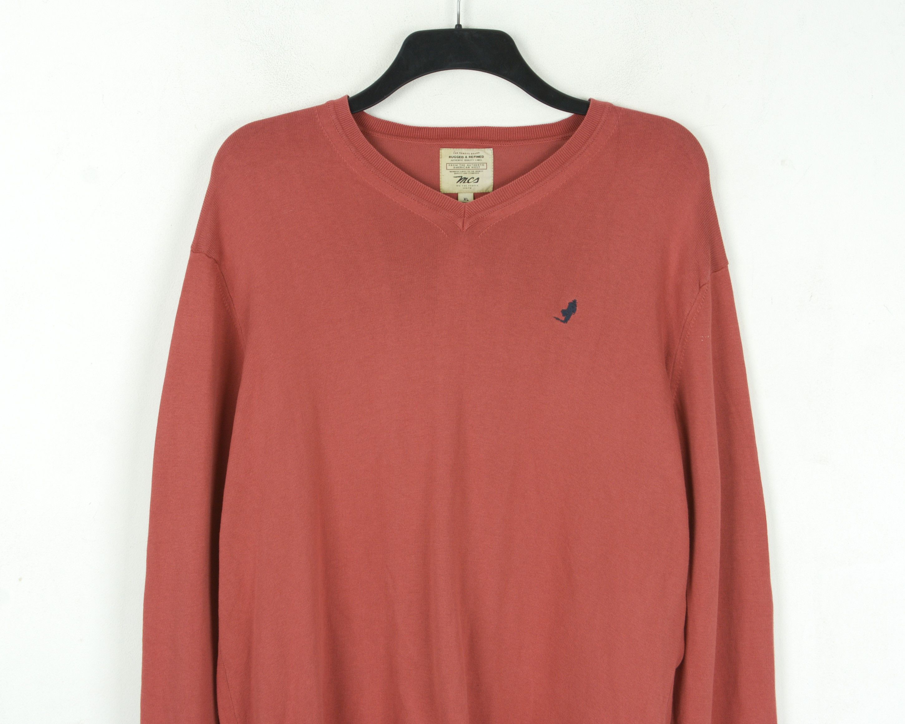 Marlboro Classics V-Neck Sweater Red Pullover Jumper Sweatshirt Thin Knit Size US XL / EU 56 / 4 - 2 Thumbnail