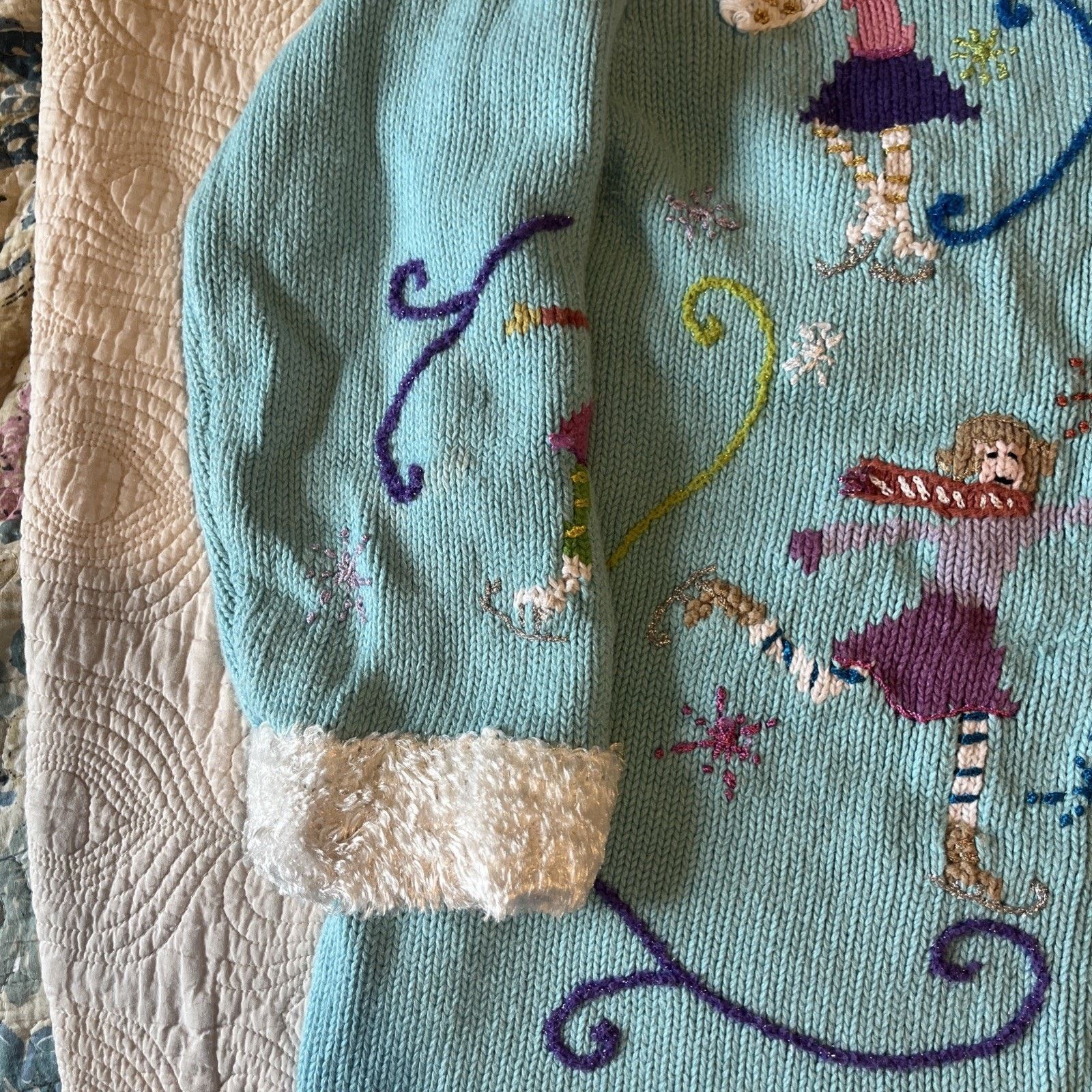 Other Vtg Storybook Knits HSN Size 1X Ice Skaters Cardigan Sweater Size XL / US 12-14 / IT 48-50 - 6 Thumbnail