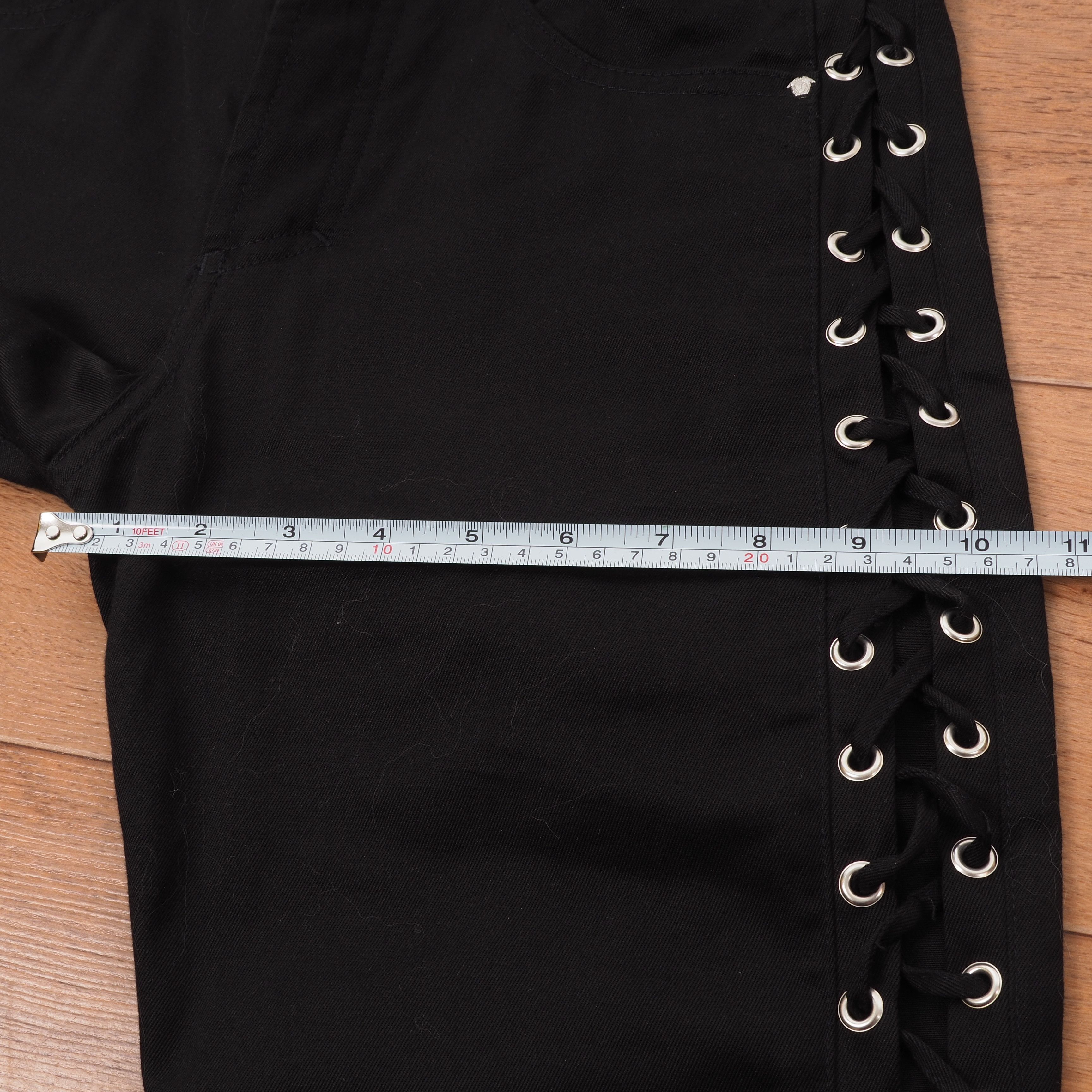 Versace × Versace Jeans Couture × Vintage Versace Jeans Signature Vintage Black Lace Up Jeans Pants Size 27" / US 4 / IT 40 - 8 Thumbnail