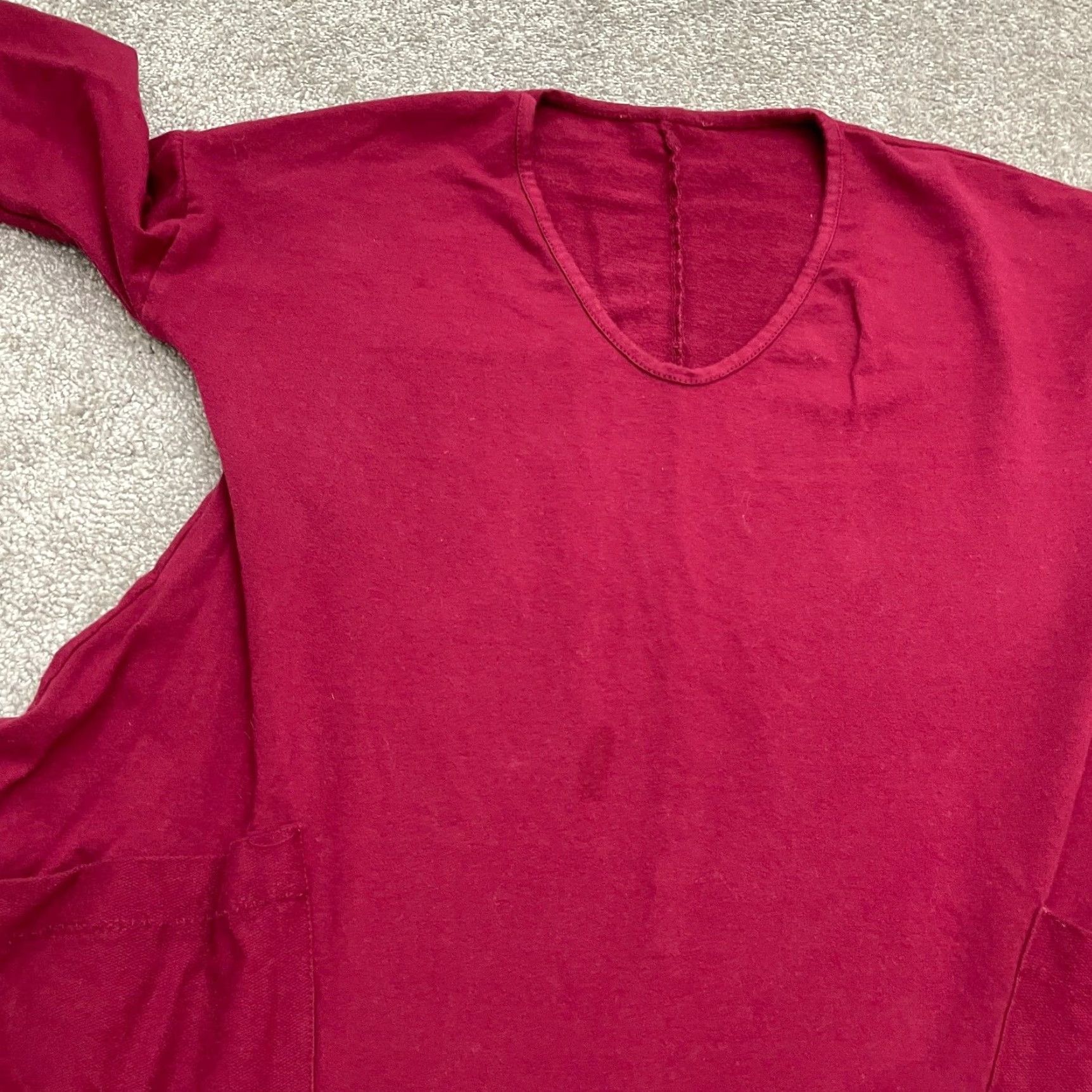 J Brand Italian Brand Blouse Womens One Size Red Pocket Long Pullover Top Tunic Relaxed Womens Size ONE SIZE - 6 Thumbnail
