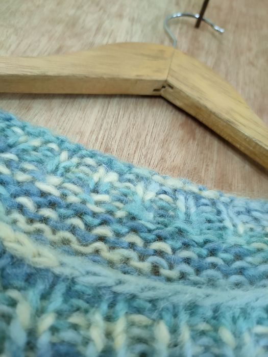 Handmade Handmade vintage cable knitwear mohair blue #46-574DLL Size L / US 10 / IT 46 - 6 Thumbnail