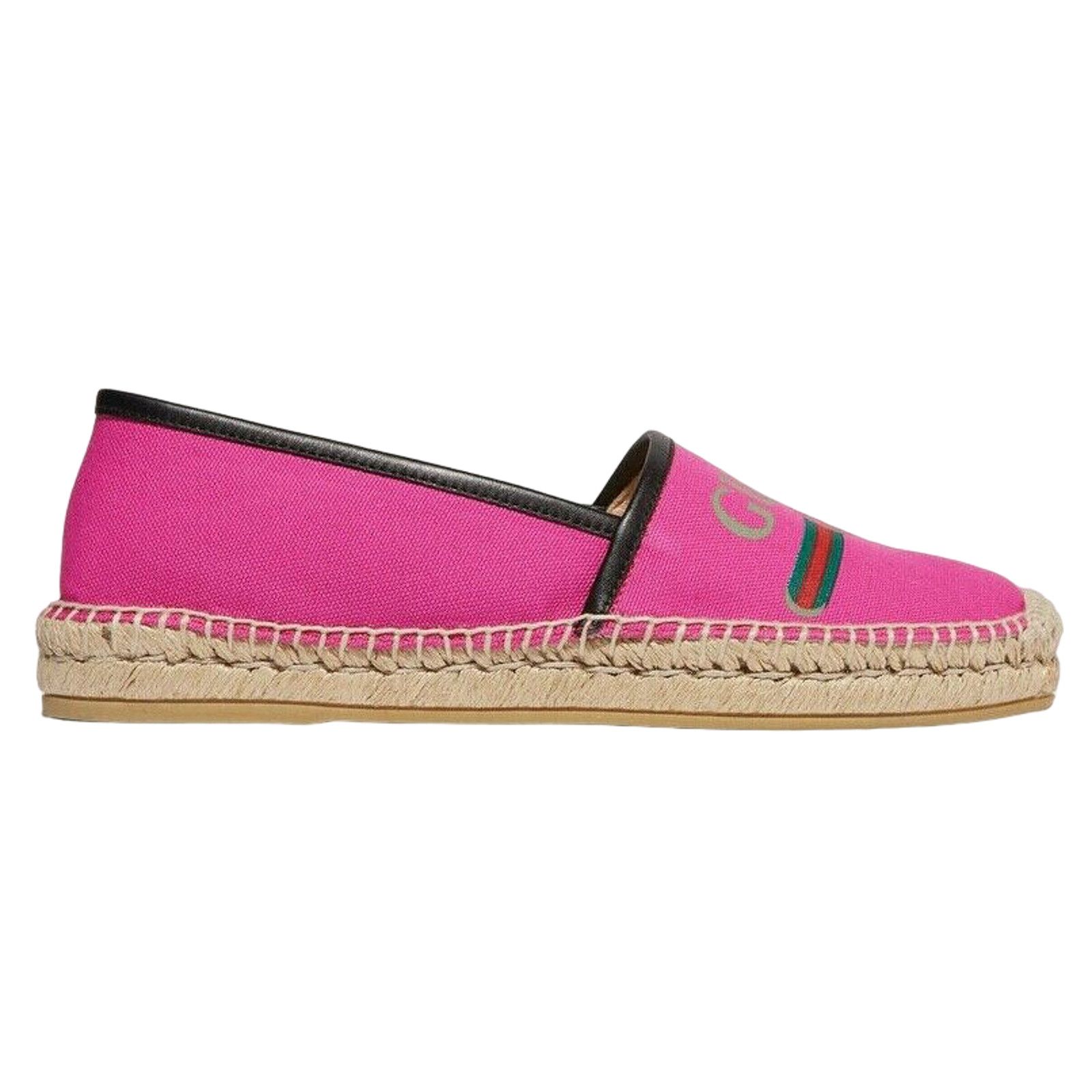 Gucci Gucci Pilar Pink Canvas Black Leather Trim GG Logo Size US 7.5 / IT 37.5 - 1 Thumbnail