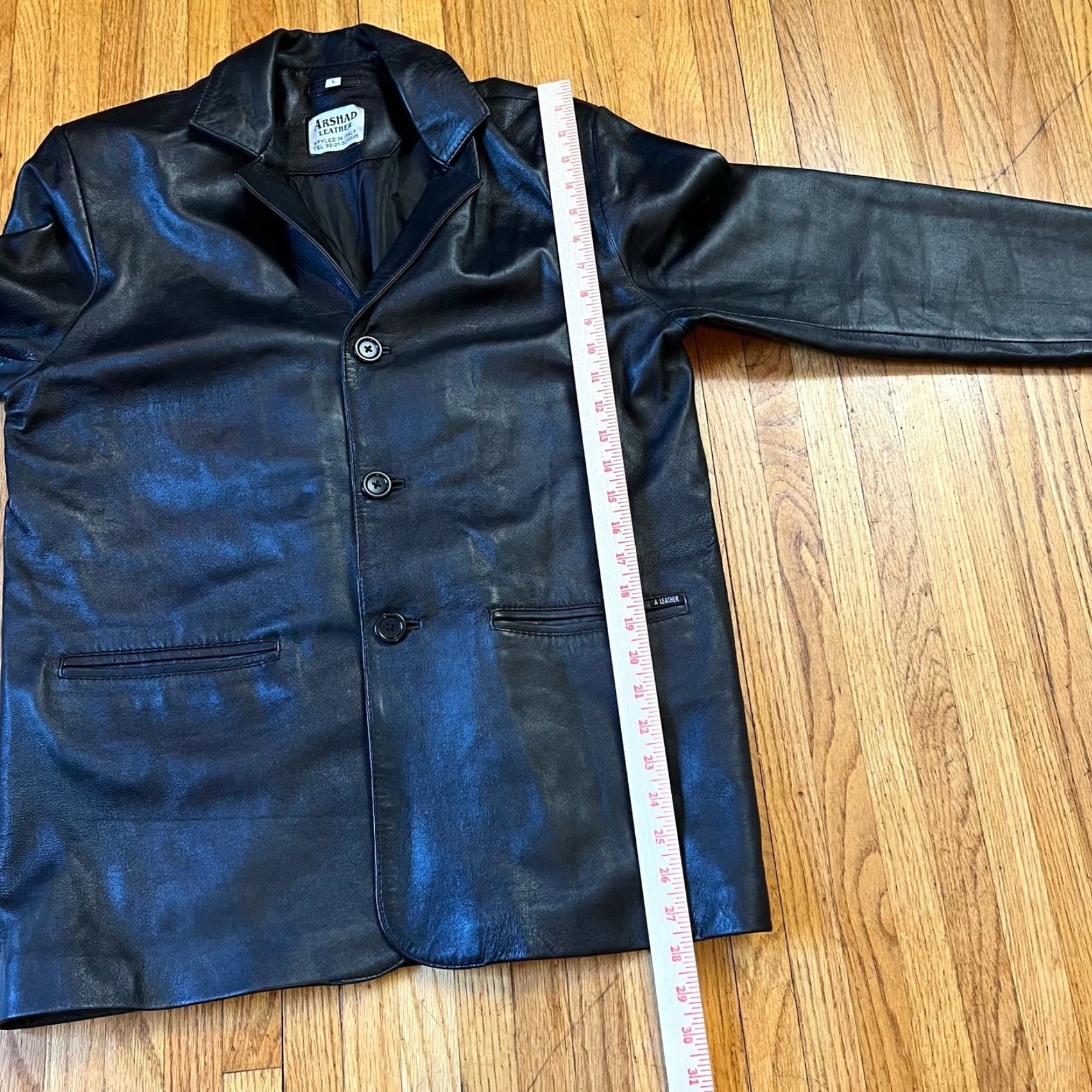 Vintage Arshad Leather Coat Womens Large Long Italy Jacket Button Black Leather Jacket L Womens Black Arshad Motorcycle Coat Size L / US 10 / IT 46 - 7 Thumbnail