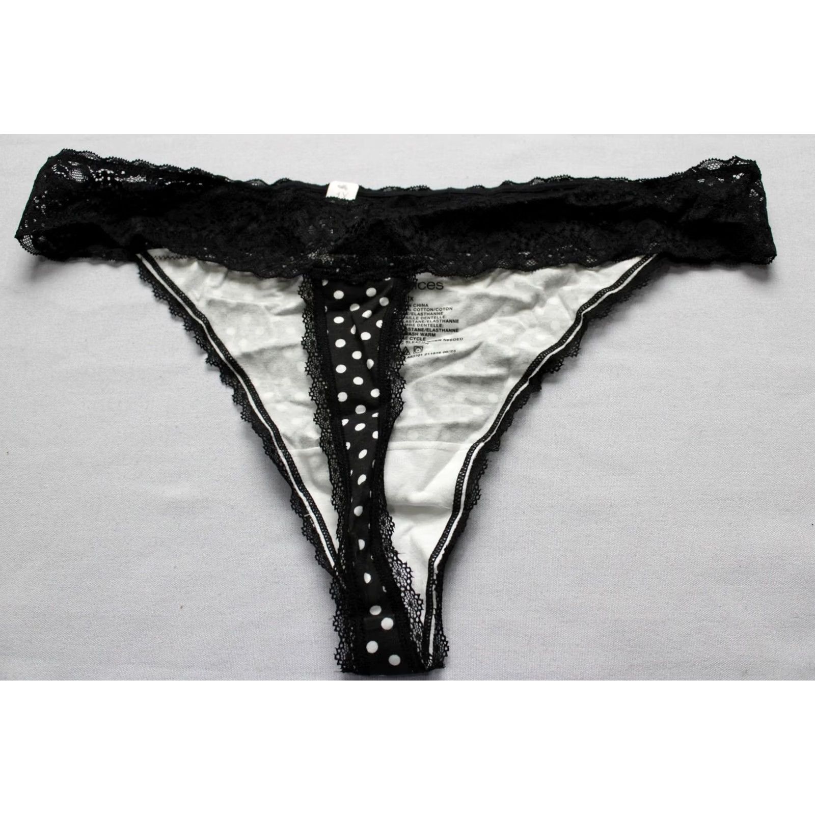 Vintage Maurices Women's Simply Comfy Cotton Thong Panty AR8 Black Size 1X Size 40" / US 18 - 3 Thumbnail