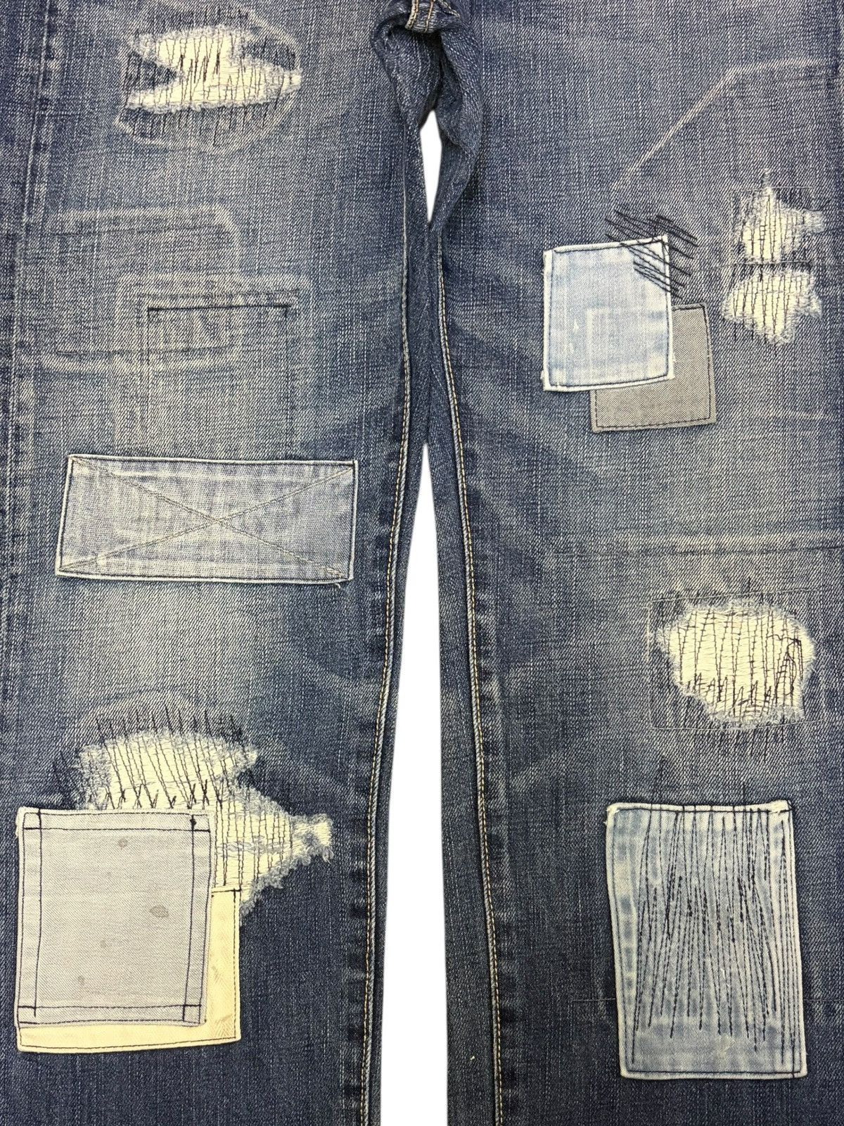 Japan Blue Vintage Japanese Brand Patchwork Distressed Jeans Size 31" - 3 Thumbnail