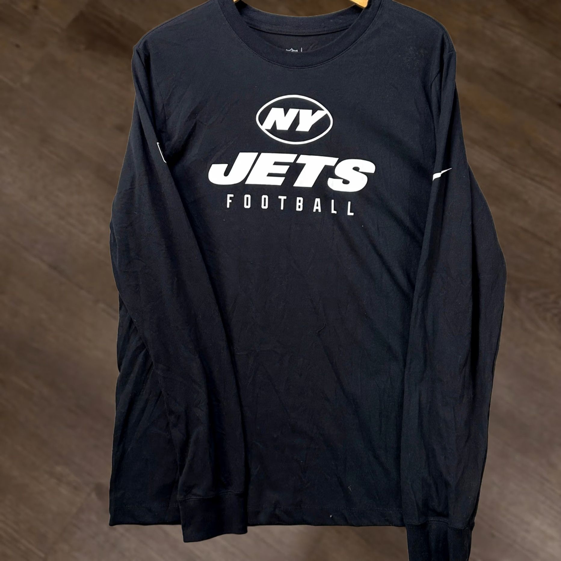 Nike Nike Jets Football Long Sleeve T-Shirt Mens L Black Dri-Fit Logo Crew Neck Graphic Print Size US L / EU 52-54 / 3 - 1 Thumbnail