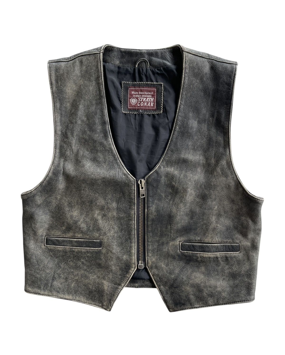 Vintage Strath Conar Cowhide Leather Motorcycle Vest Size US L / EU 52-54 / 3 - 1 Thumbnail