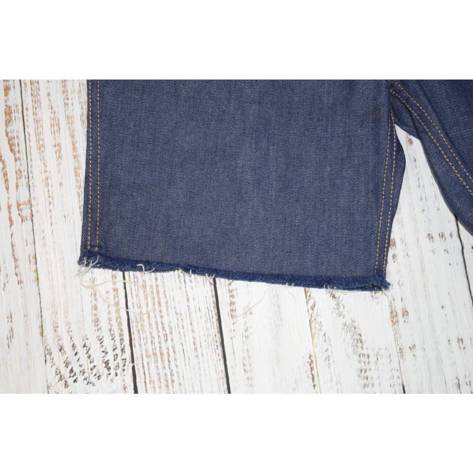 VINTAGE 1960s SANFORIZED DENIM CUT OFF Jean Shorts 34 Waist Blue Hippy Womens