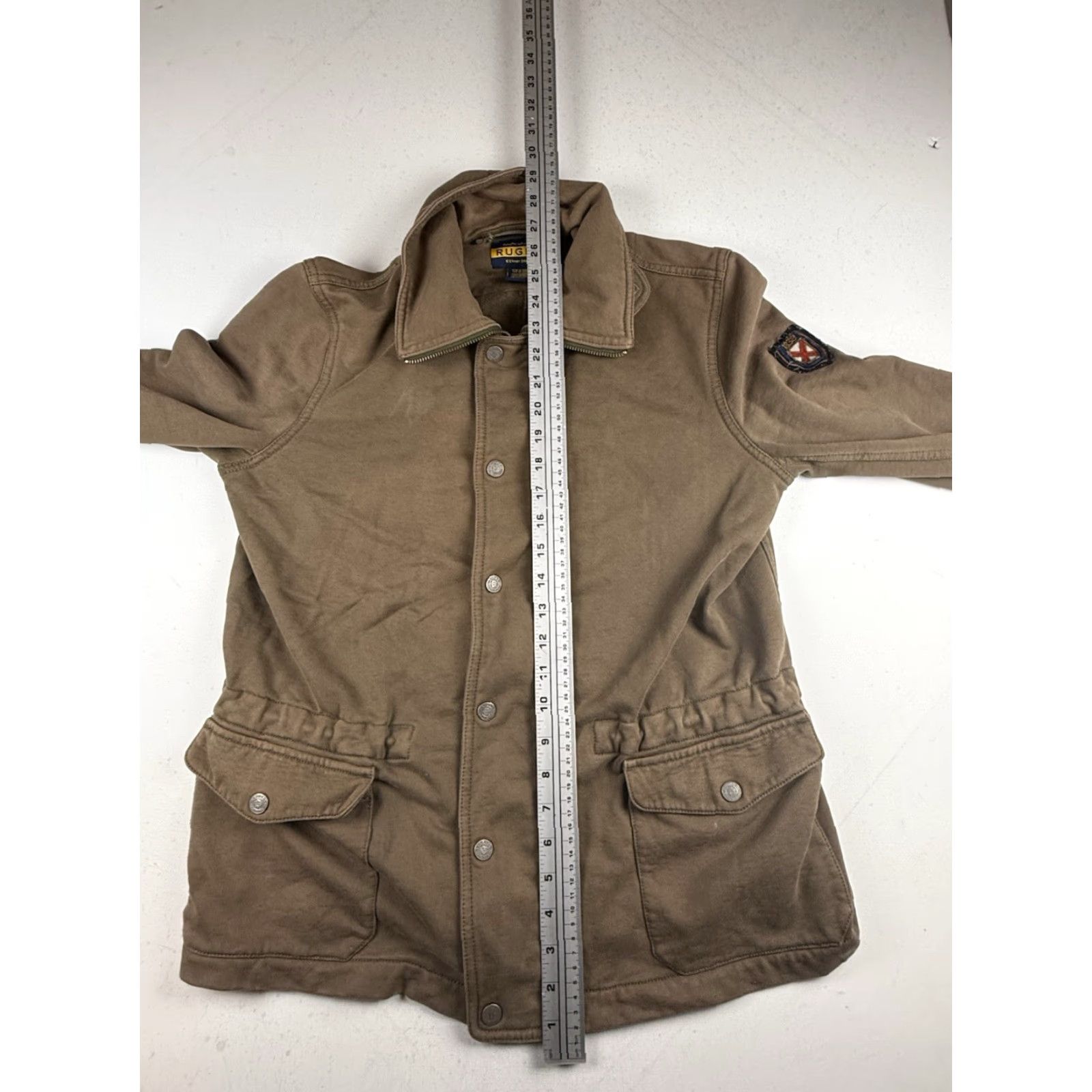 Ralph Lauren VINTAGE Ralph Lauren Rugby Jacket Women's Polo RFC Medium Brown Fleece Patch Varsity Collared Pocketed Rugby Football 1900s Style Size M / US 6-8 / IT 42-44 - 5 Thumbnail